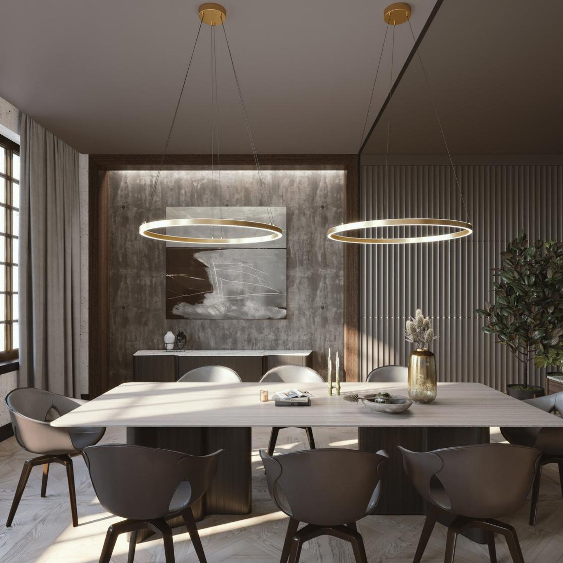 Glo 36" LED Pendant, Satin Brass Finish - Bees Lighting