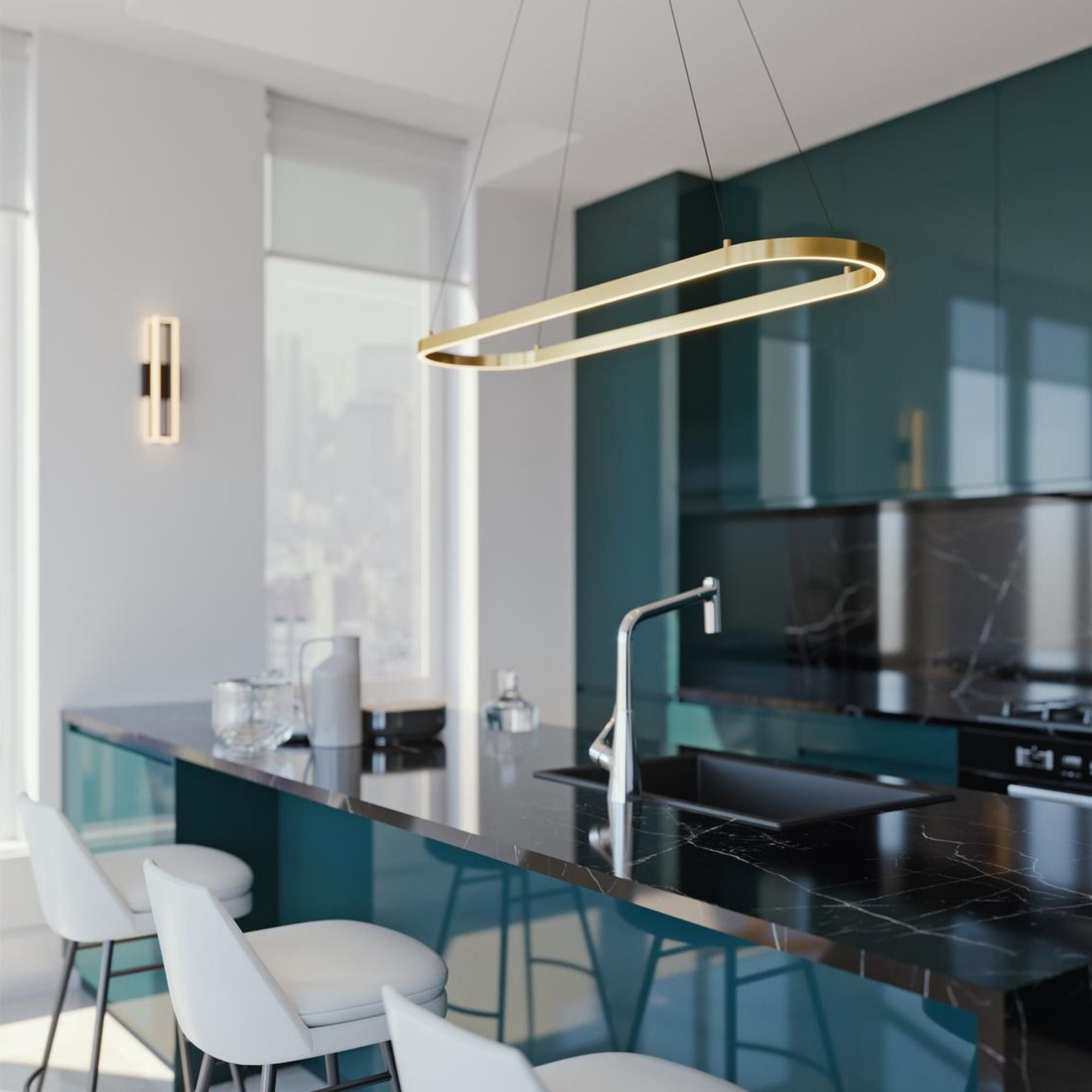 Glo 47 In. LED Pendant Light Satin Nickel Finish - Bees Lighting