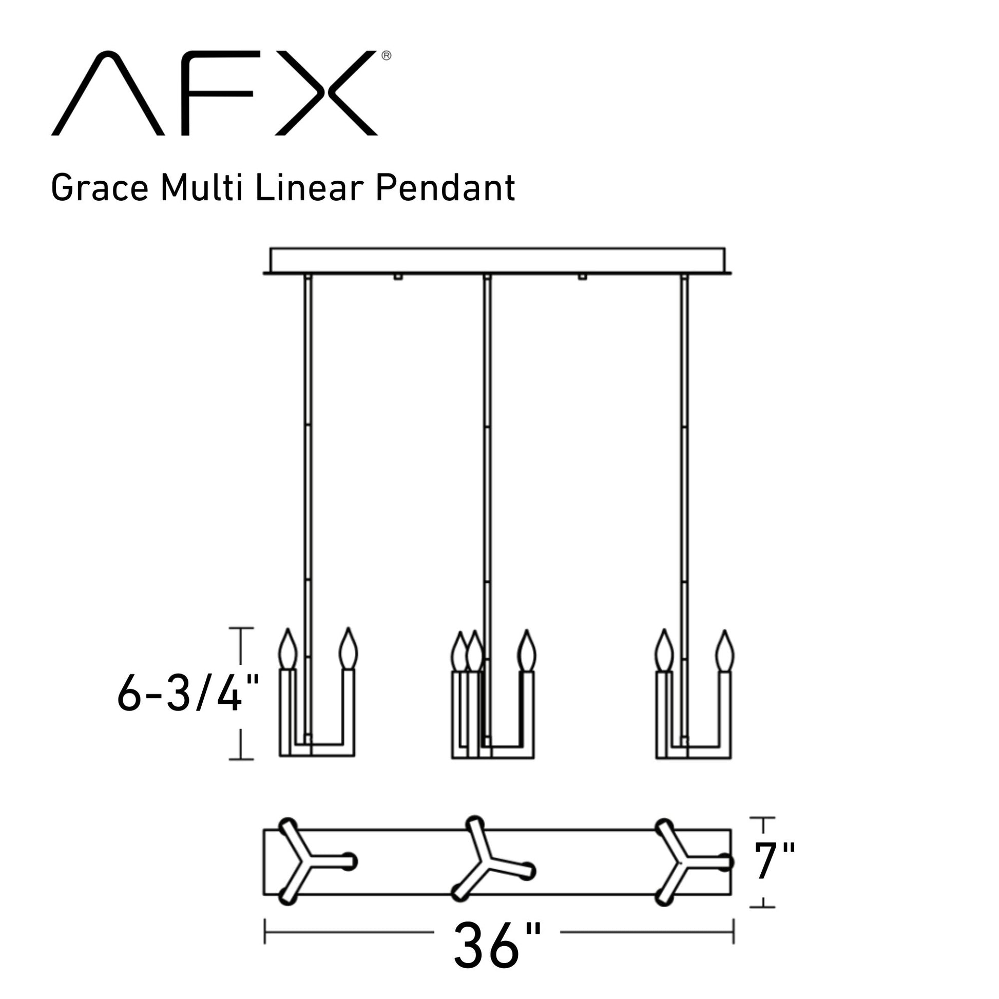 Grace 36" 9-Light Linear Pendant, Black Finish - Bees Lighting
