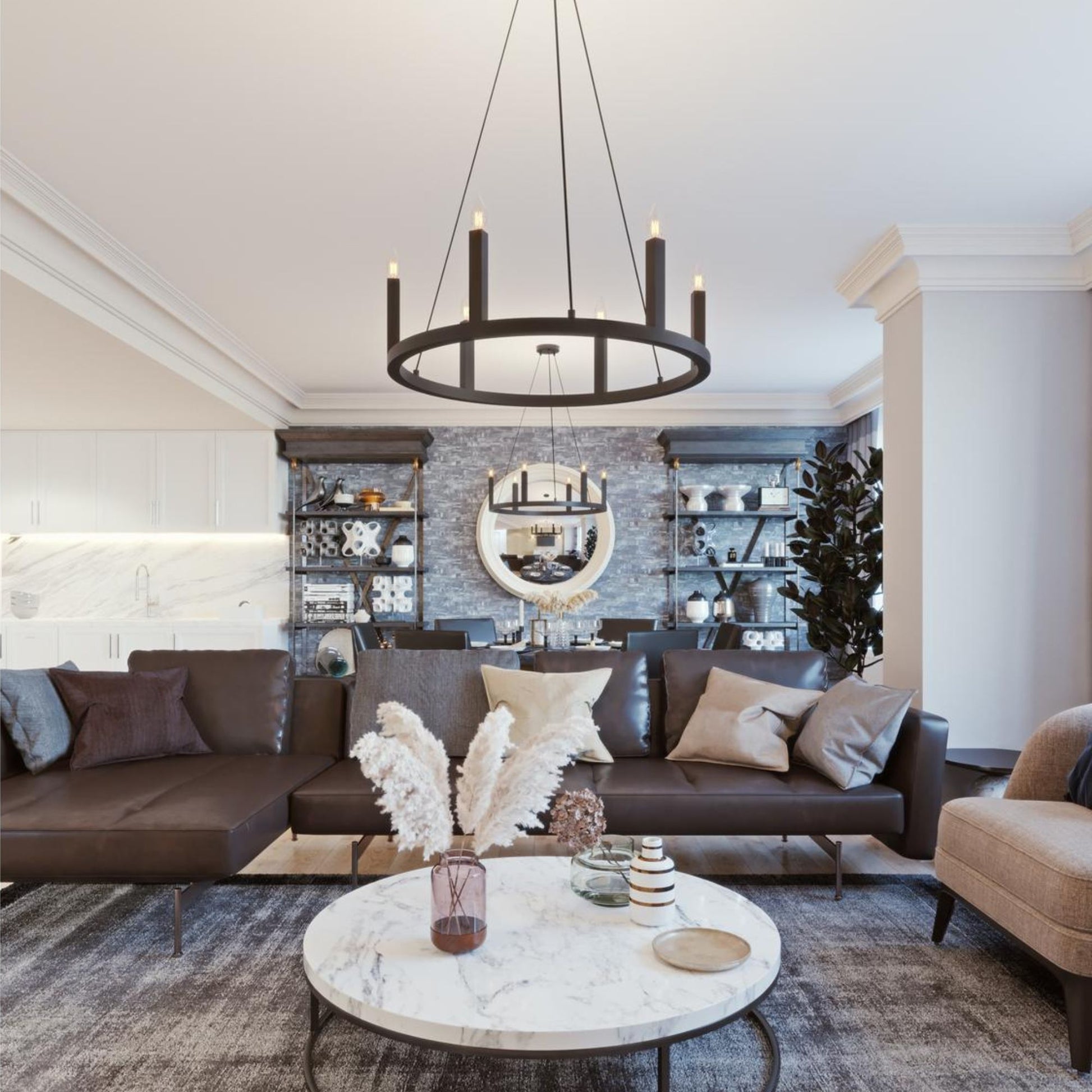 Grace 26" 6-Light Pendant, Black Finish - Bees Lighting