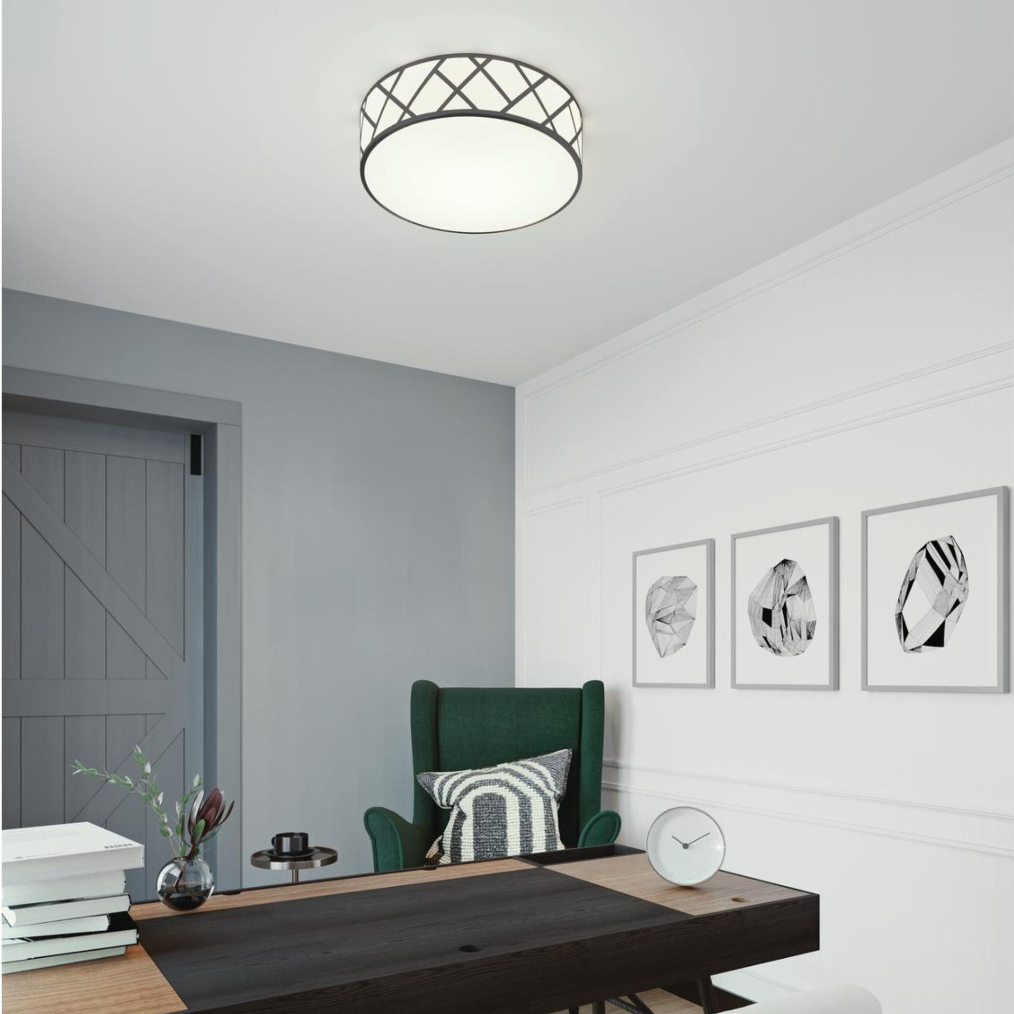 Haven 13" 2-Light Flush Mount, Black Finish