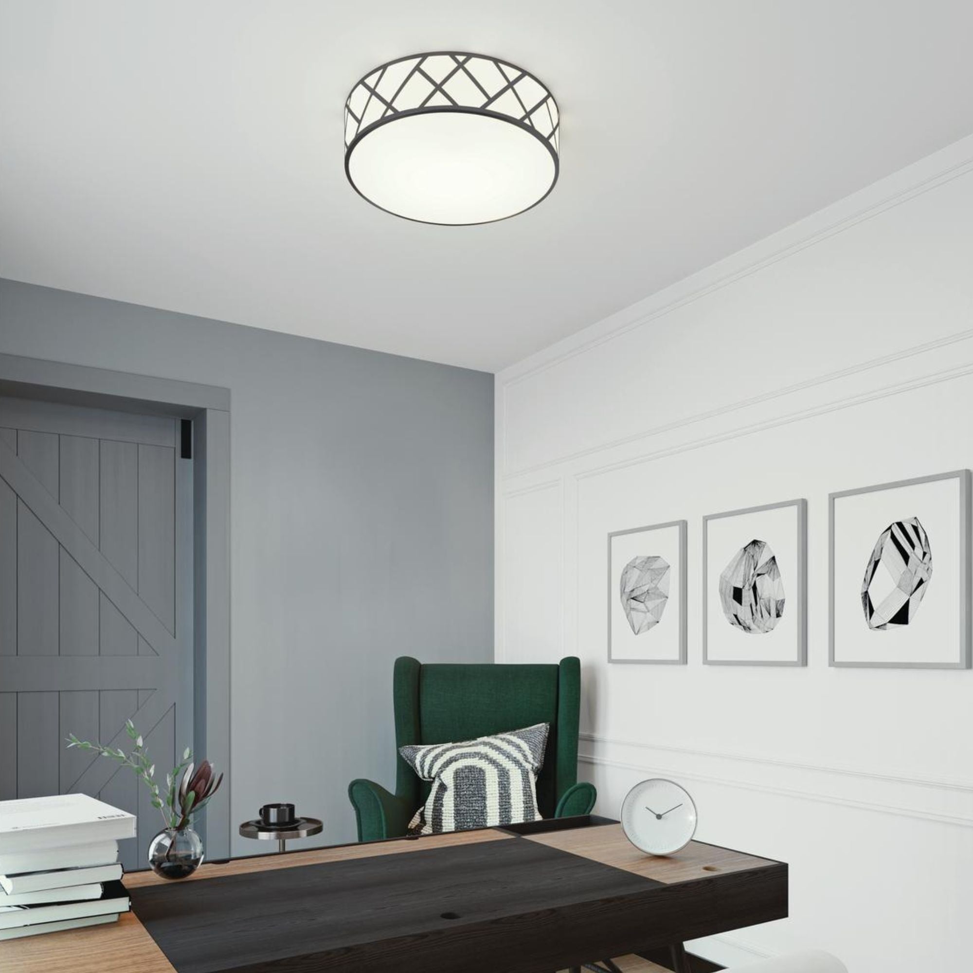 Haven 17" 3-Light Flush Mount, Black Finish
