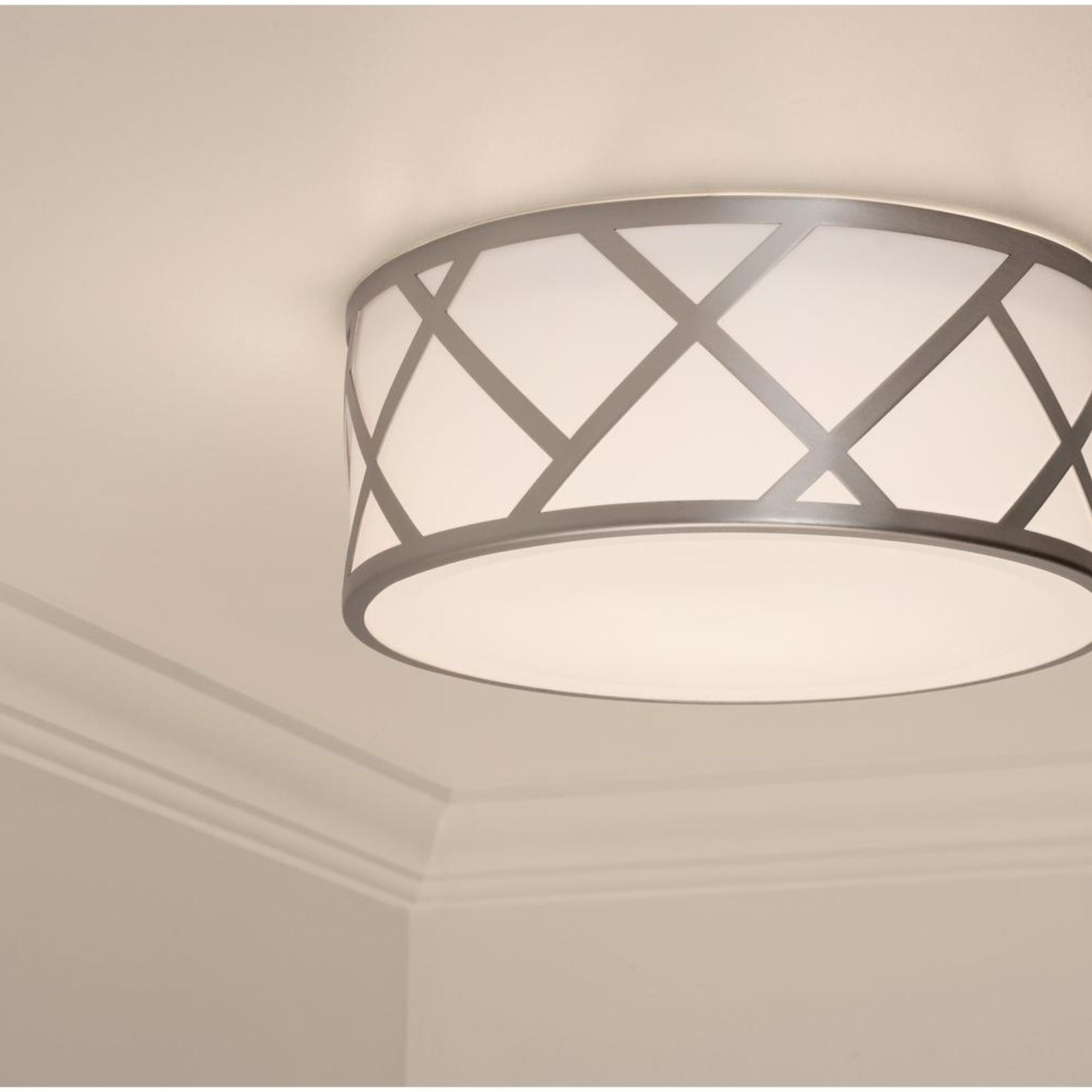 Haven 17" 3-Light Flush Mount, Satin Nickel Finish