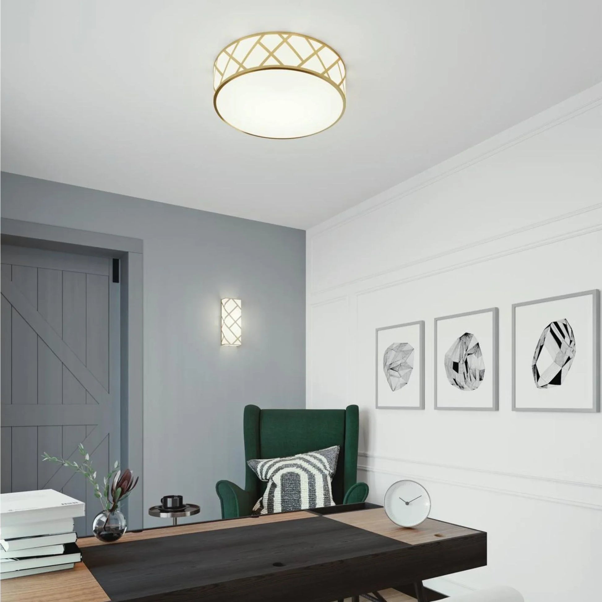 AFX Lighting - Haven 21" 3-Light Flush Mount, Satin Nickel Finish | Bees Lighting