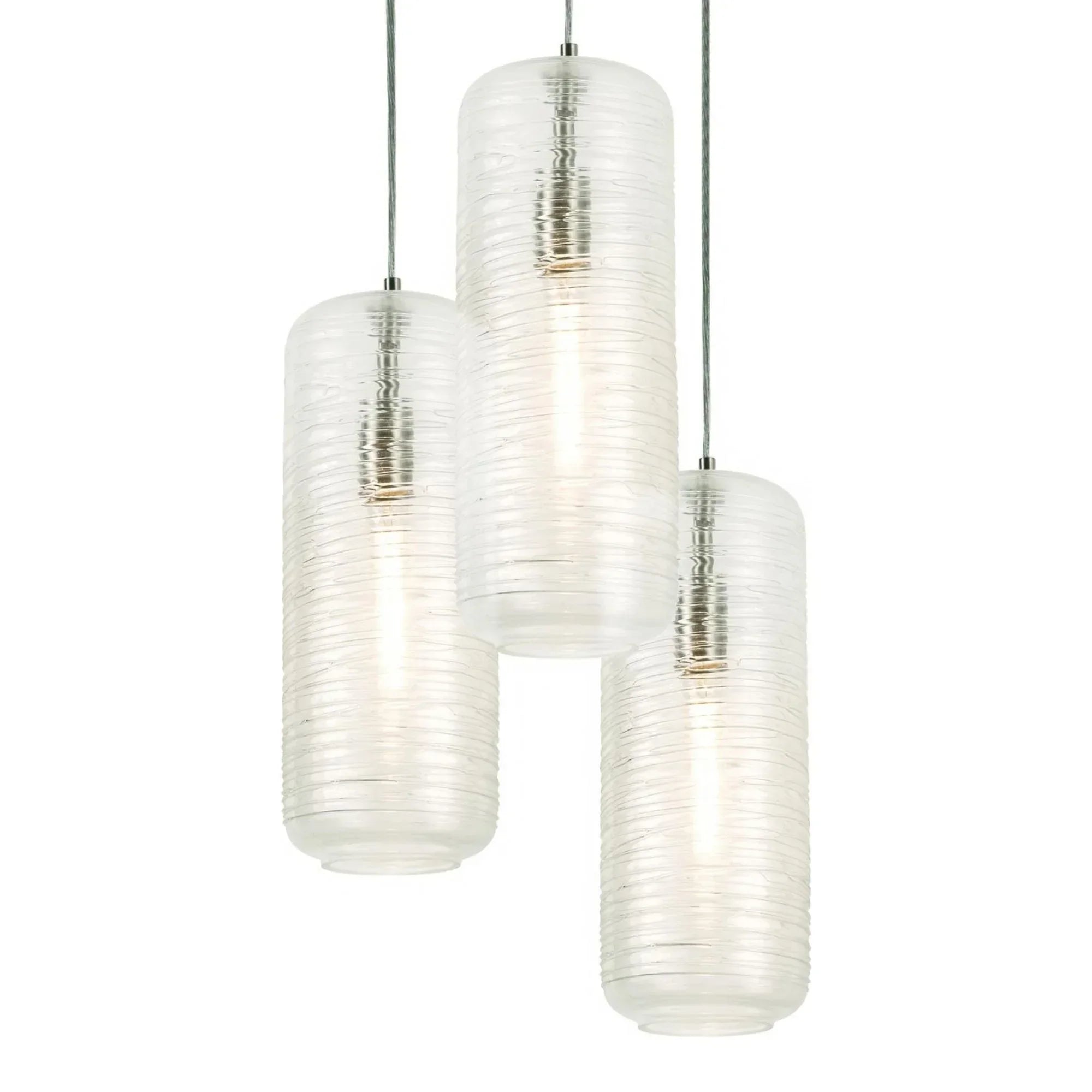 Hermosa 17" 3 lights Round Pendant Light Satin Nickel - Bees Lighting