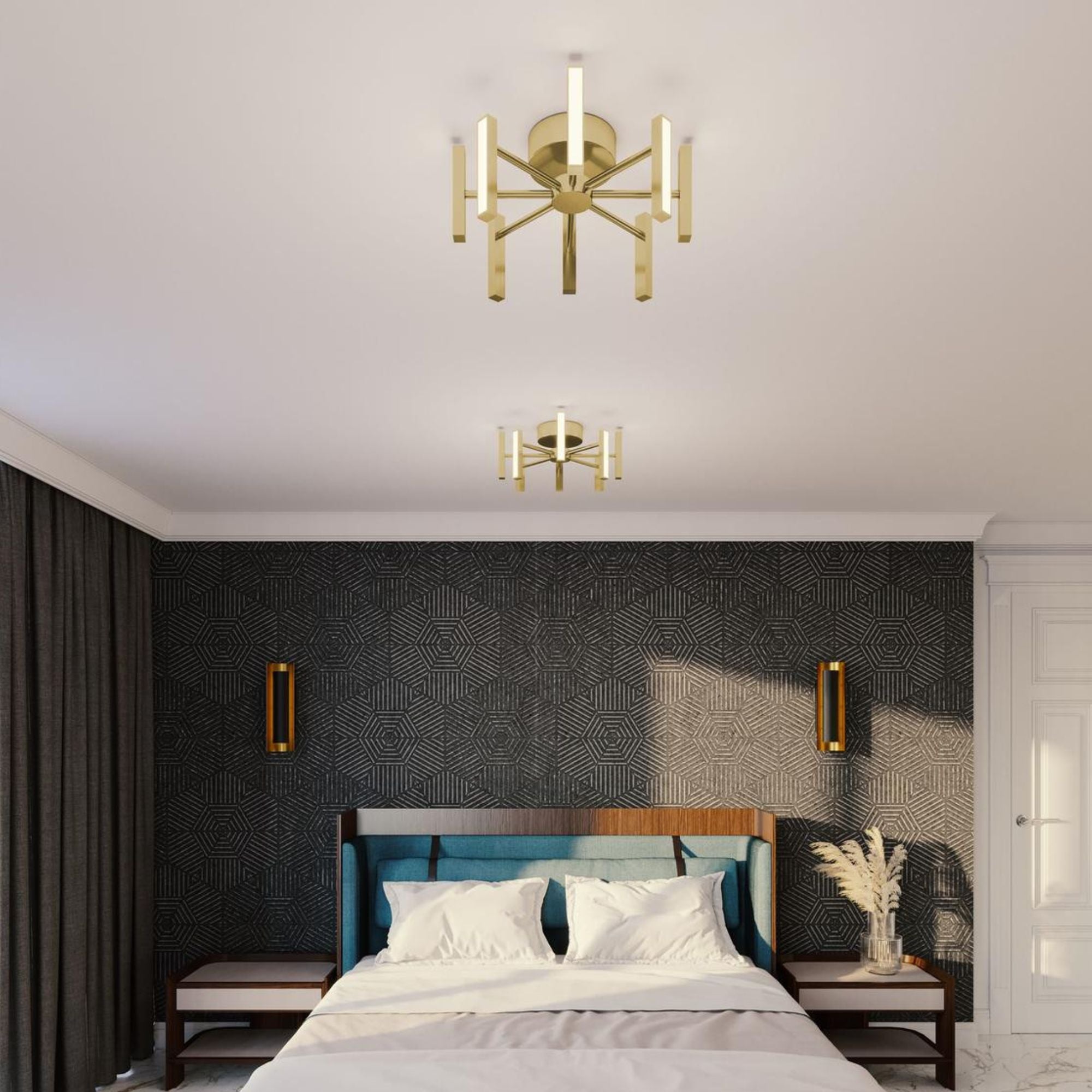 Indra 16" LED Semi-Flush Mount, Satin Brass Finish