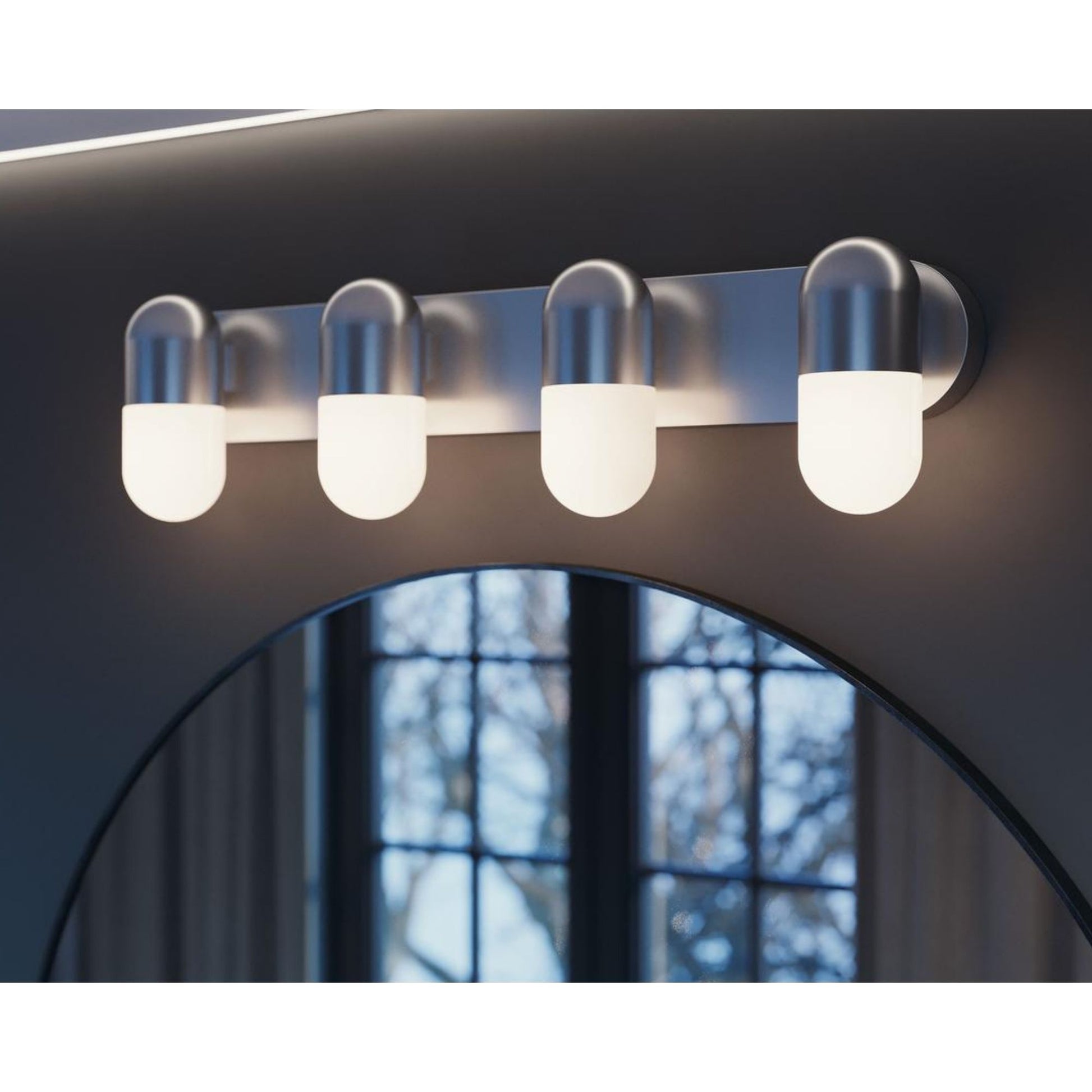 Irvine 33'' 4-Light LED Bathroom Vanity Light, Satin Nickel Finish - Bees Lighting