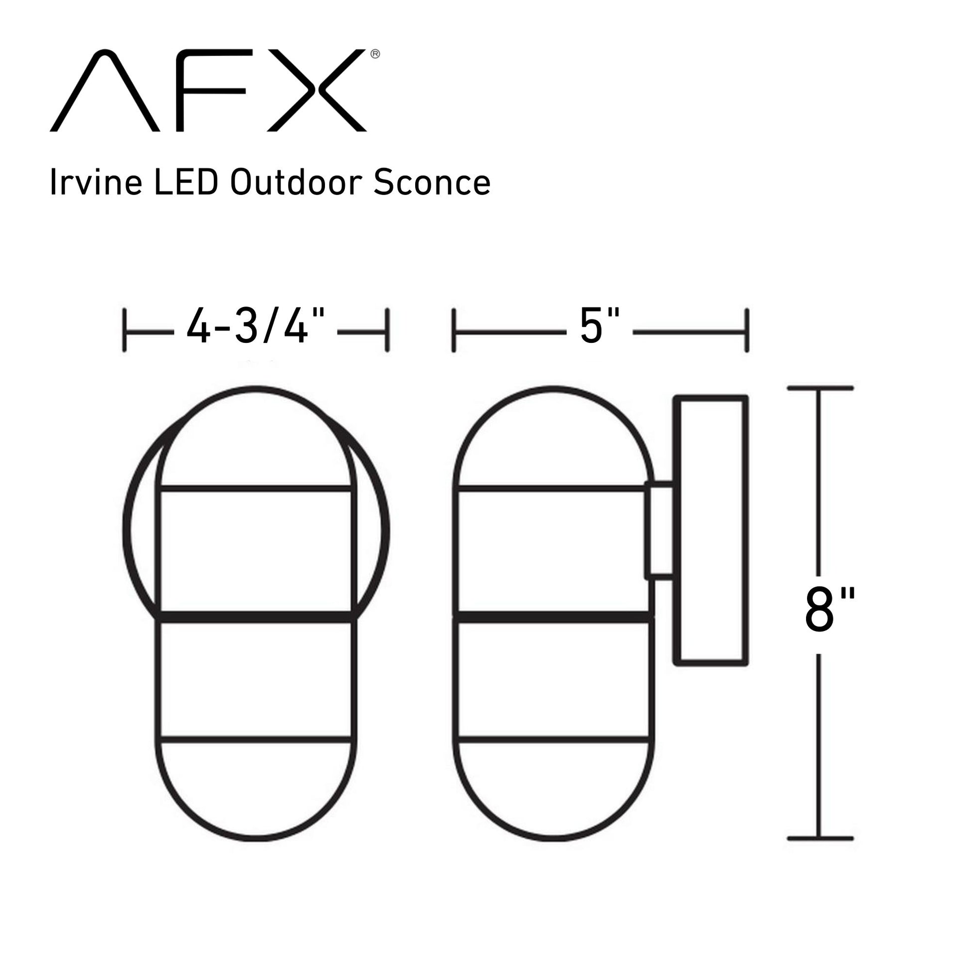 Irvine 8'' LED Outdoor Wall Sconce, Black Finish - Bees Lighting