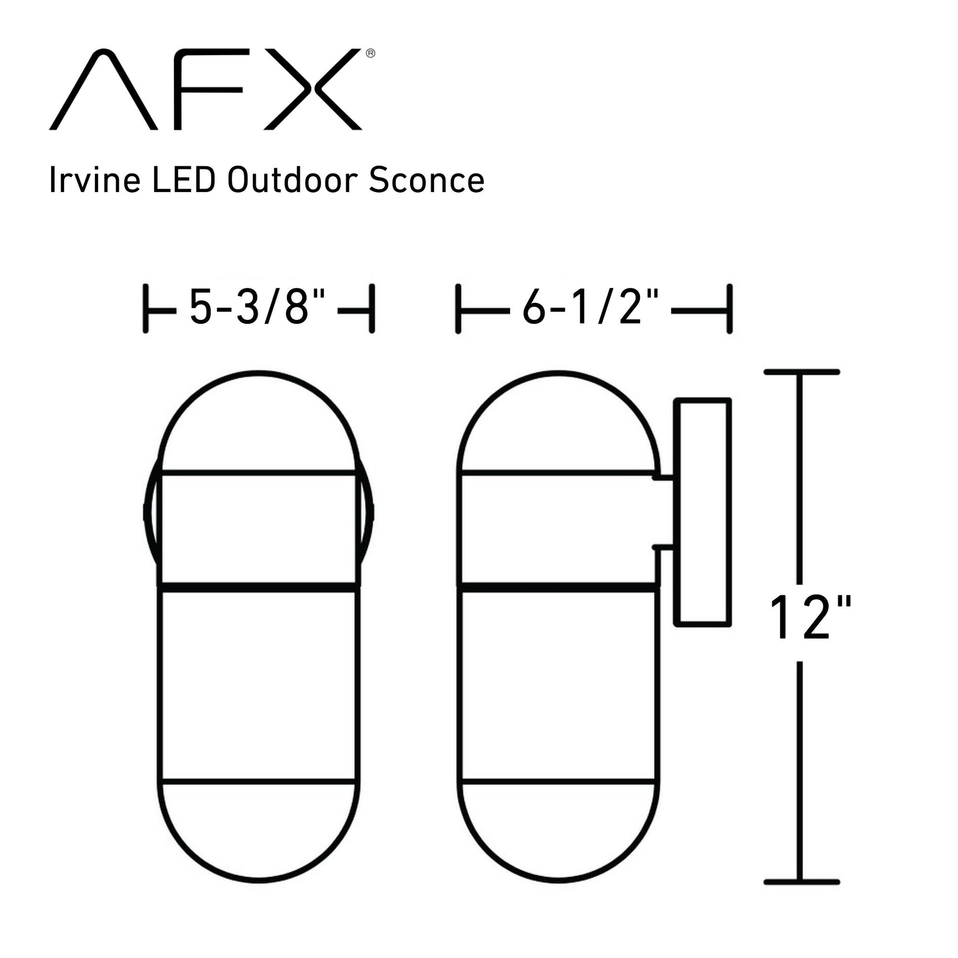 Irvine 12'' LED Outdoor Wall Sconce, Black Finish - Bees Lighting