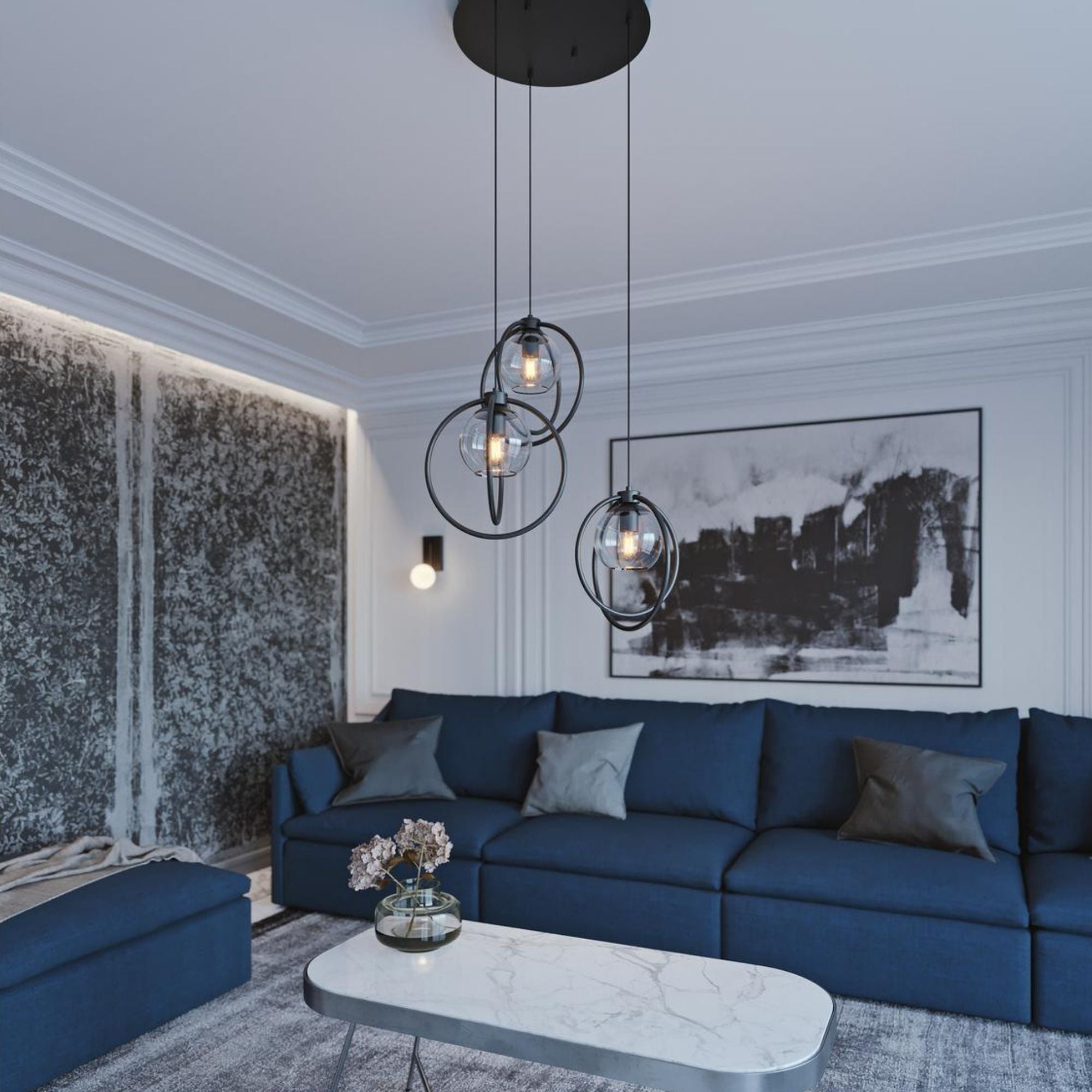 Jamie 3 Lights 26 In. Pendant Light Black Finish - Bees Lighting
