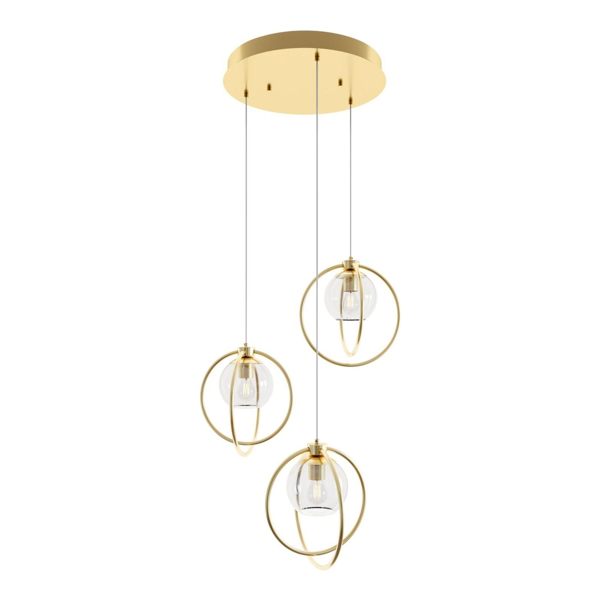 Jamie 3 Lights 26 In. Pendant Light Satin Brass Finish - Bees Lighting