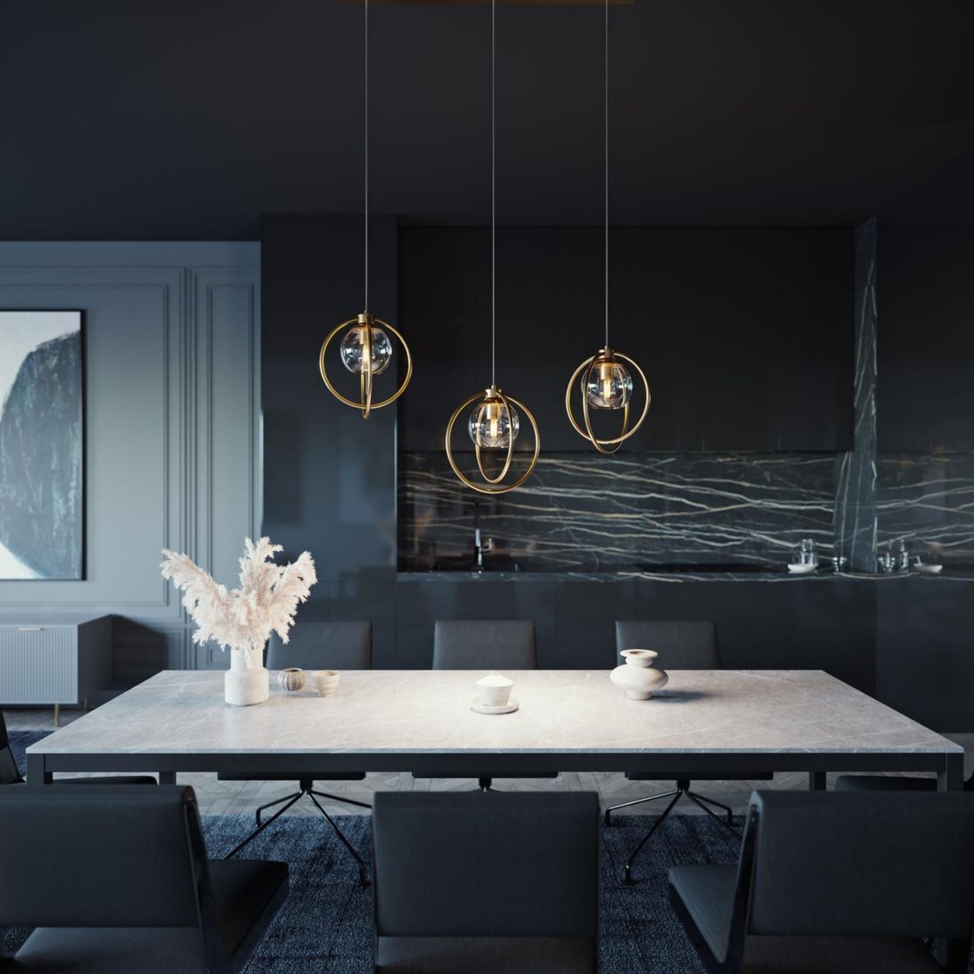 Jamie 3 Lights 36 In. Pendant Light Satin Nickel Finish - Bees Lighting