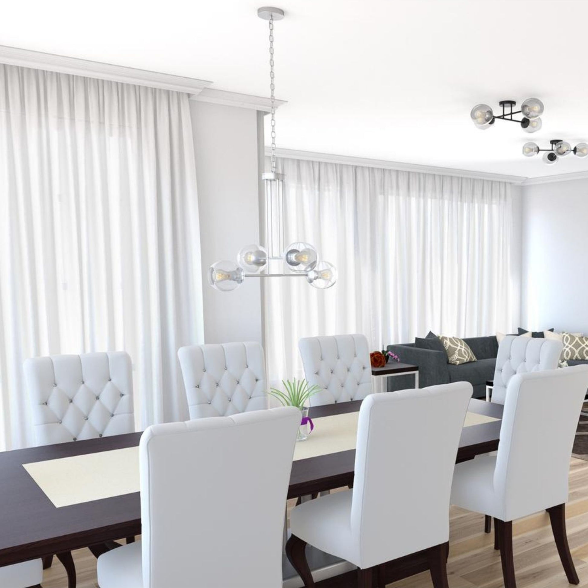 Jamie 25" 4-Light Pendant, Satin Nickel Finish - Bees Lighting