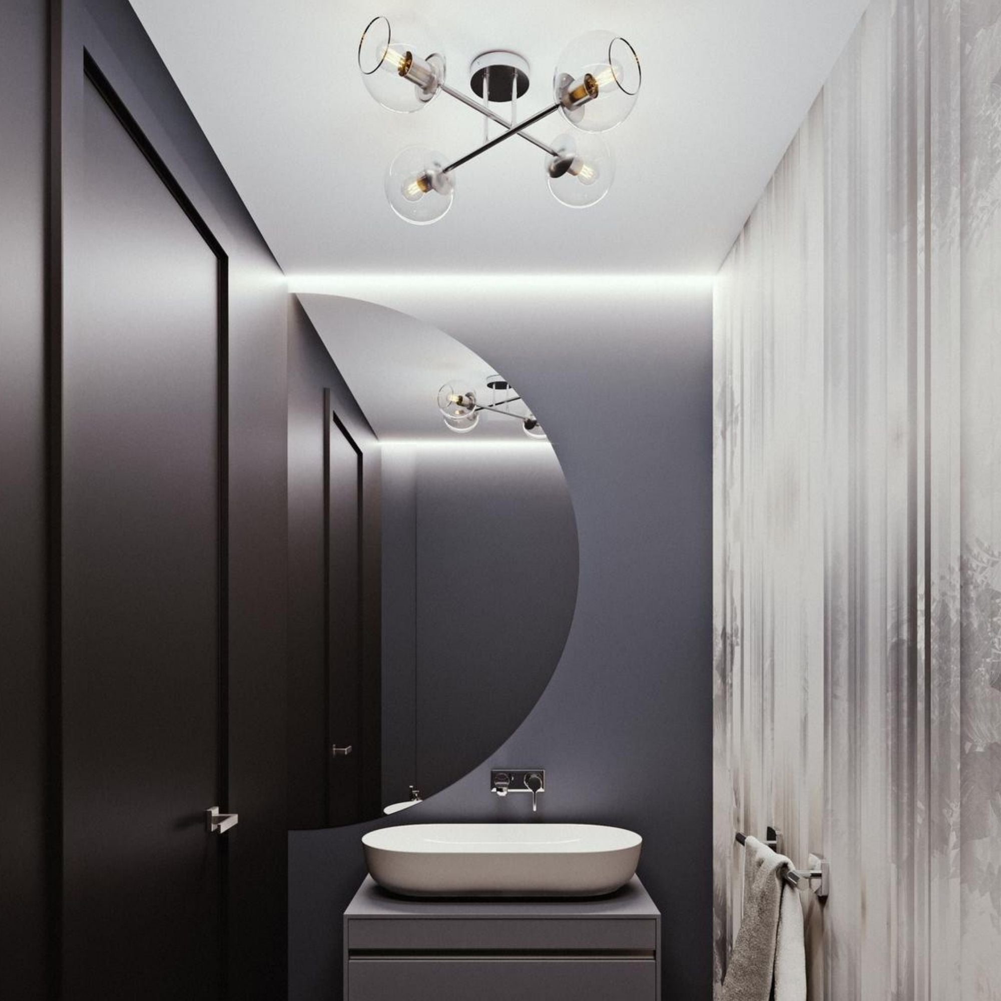Jamie 25 in. 4 Lights Semi flush Mount Light Satin Nickel Finish - Bees Lighting