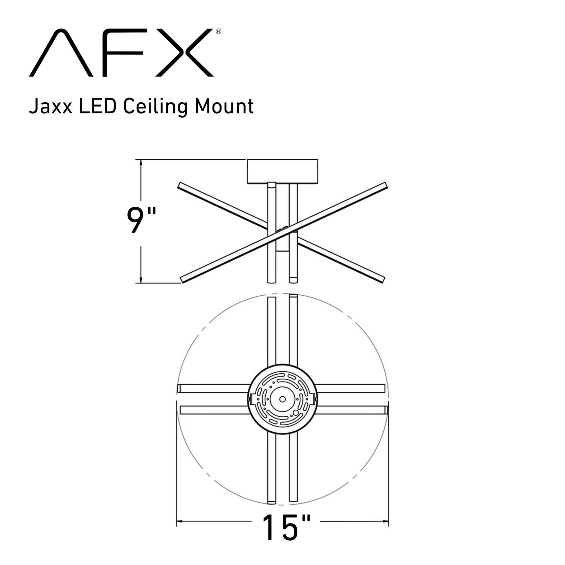 Jaxx 15" LED Semi-Flush Mount, Polished Chrome Finish - Bees Lighting