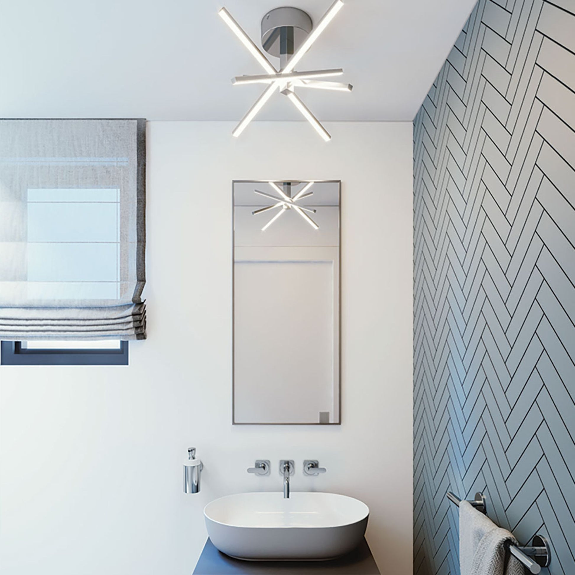 Jaxx 15" LED Semi-Flush Mount, Polished Chrome Finish - Bees Lighting