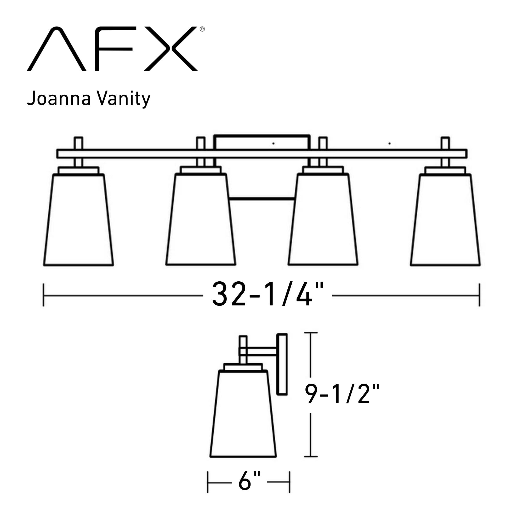 Joanna 32 in. 4 Lights Vanity Light Black Finish Clear Shade - Bees Lighting