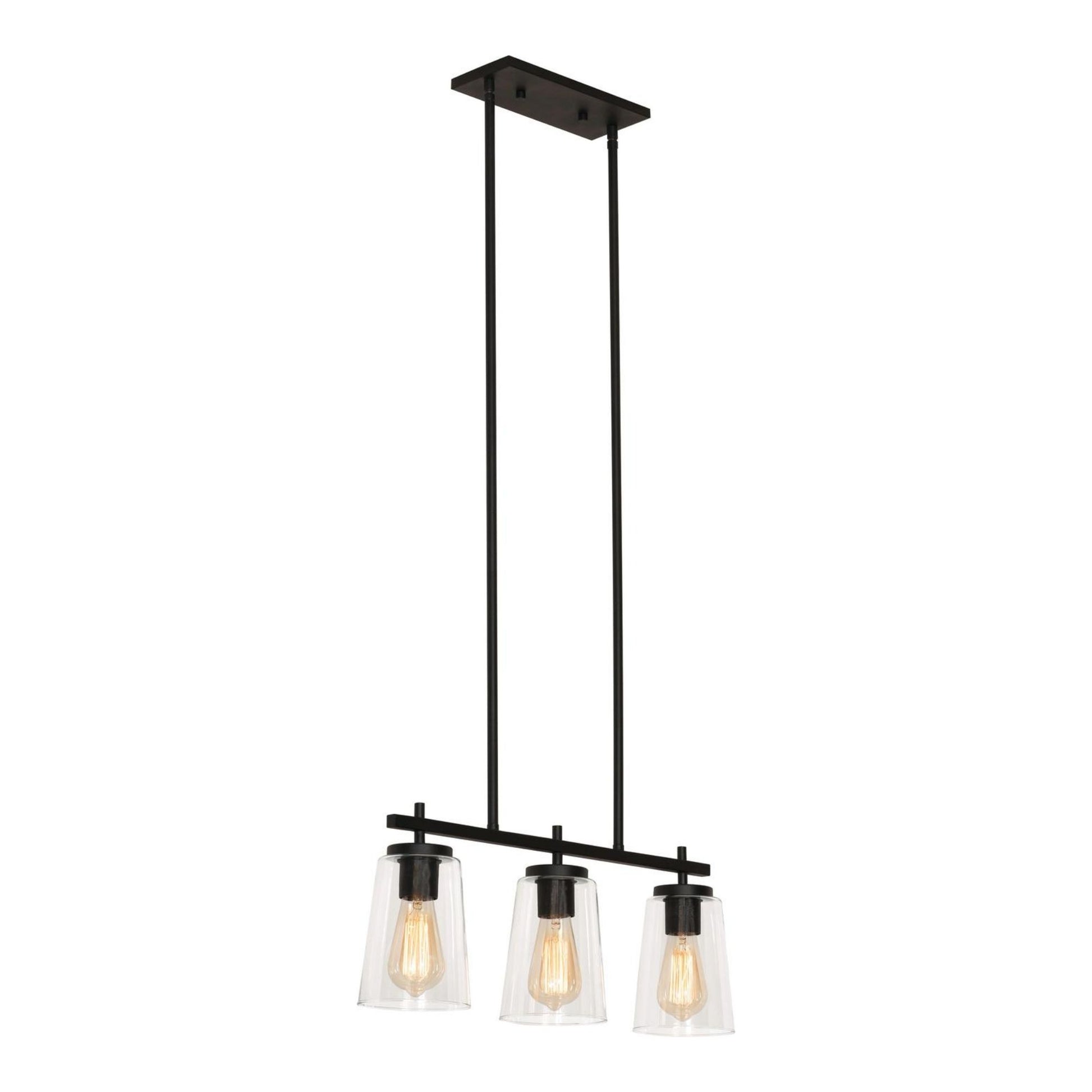 Joanna 23" 3-Light Linear Pendant, Textured Black Finish - Bees Lighting