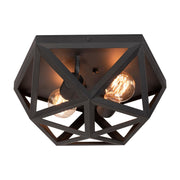 Kai 13" 2-Light Flush Mount, Black Finish - Bees Lighting