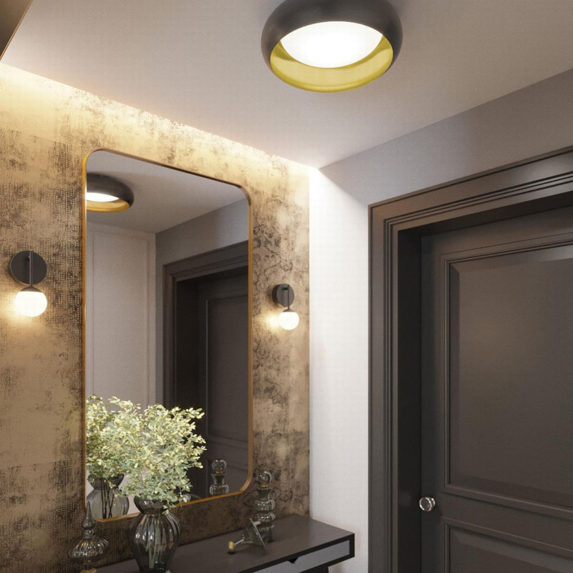 Kayce 19" LED Flush Mount, 5CCT, Black Finish - Bees Lighting