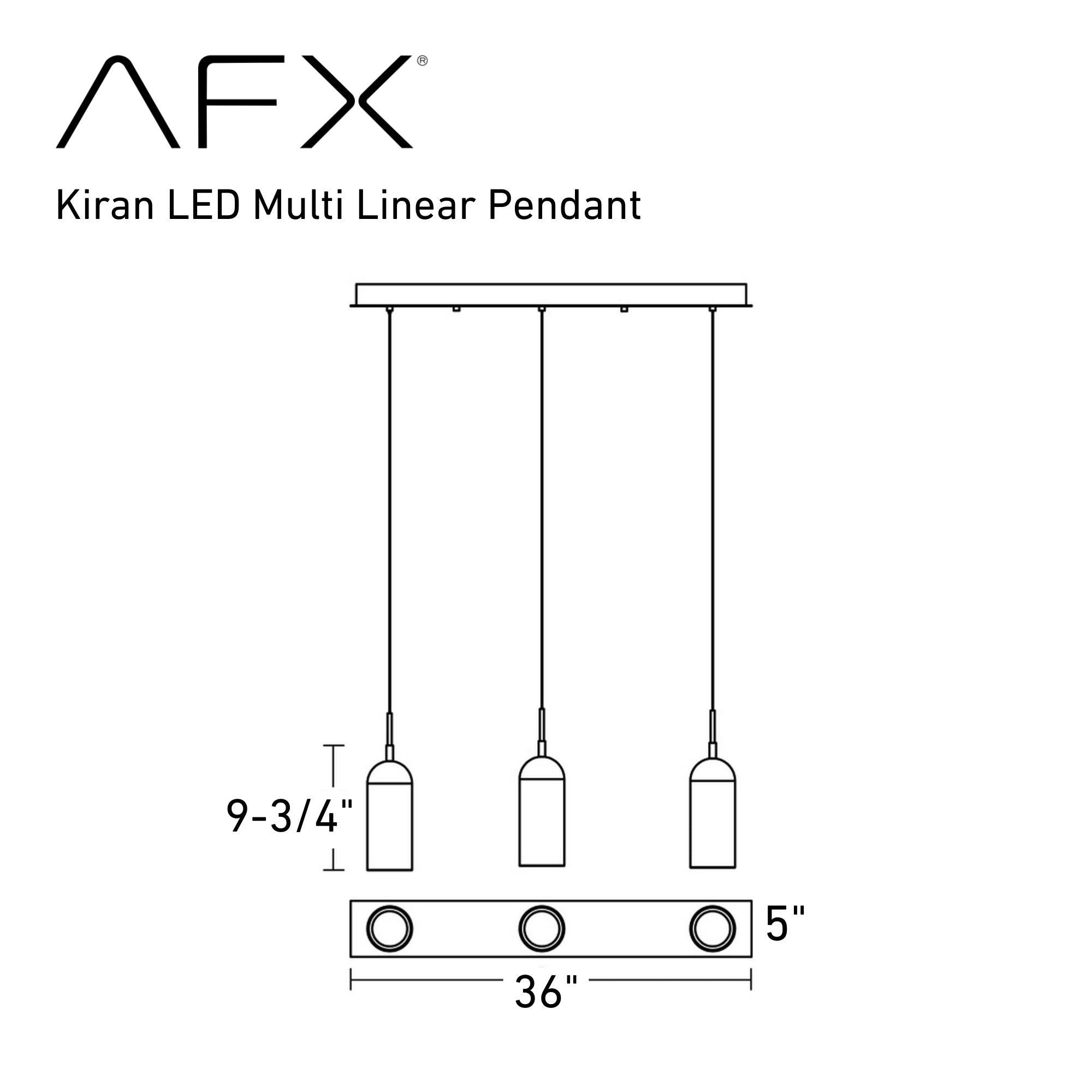 Kiran 36" LED Linear Pendant, Black Finish - Bees Lighting