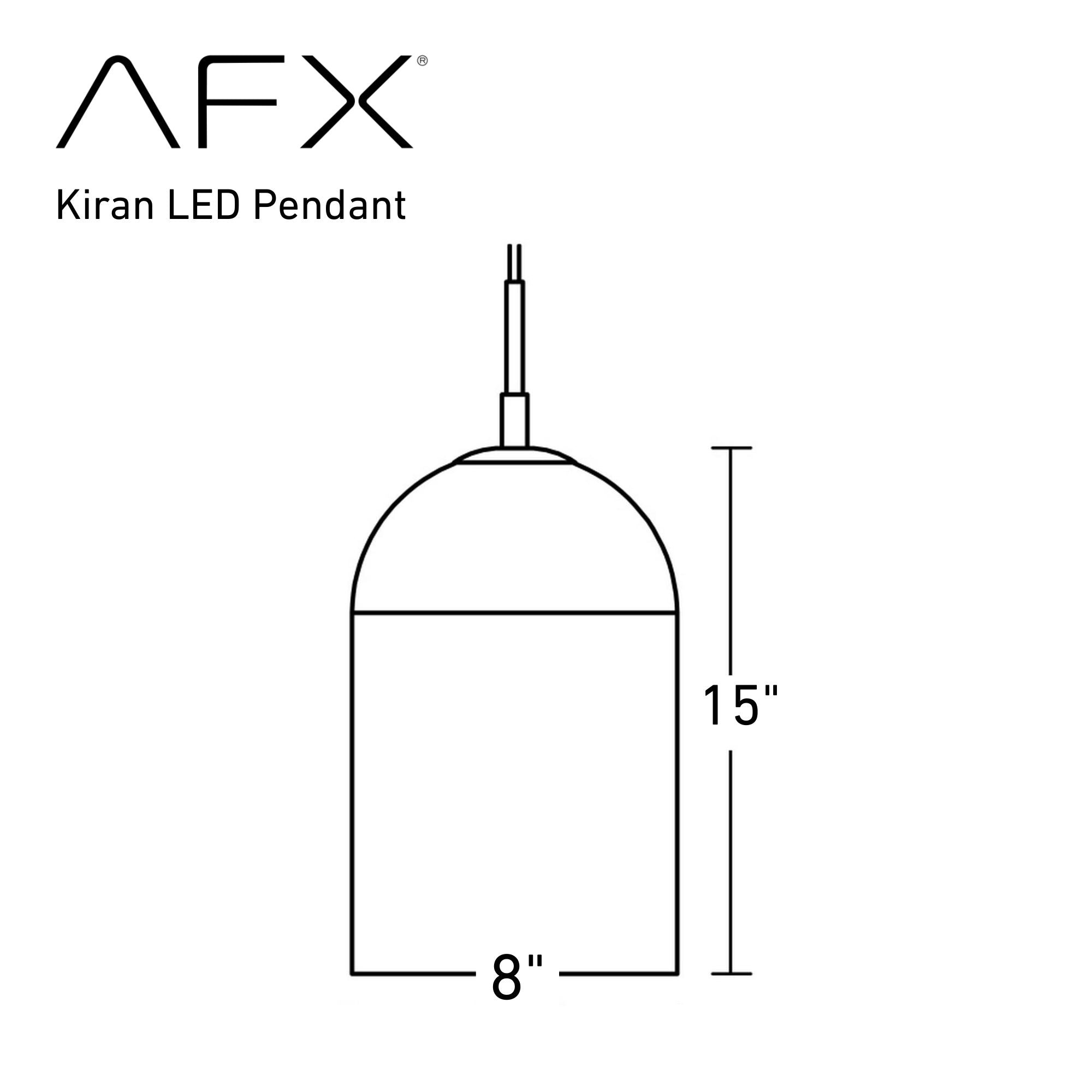 Kiran 8'' LED Pendant Light, Black Finish - Bees Lighting