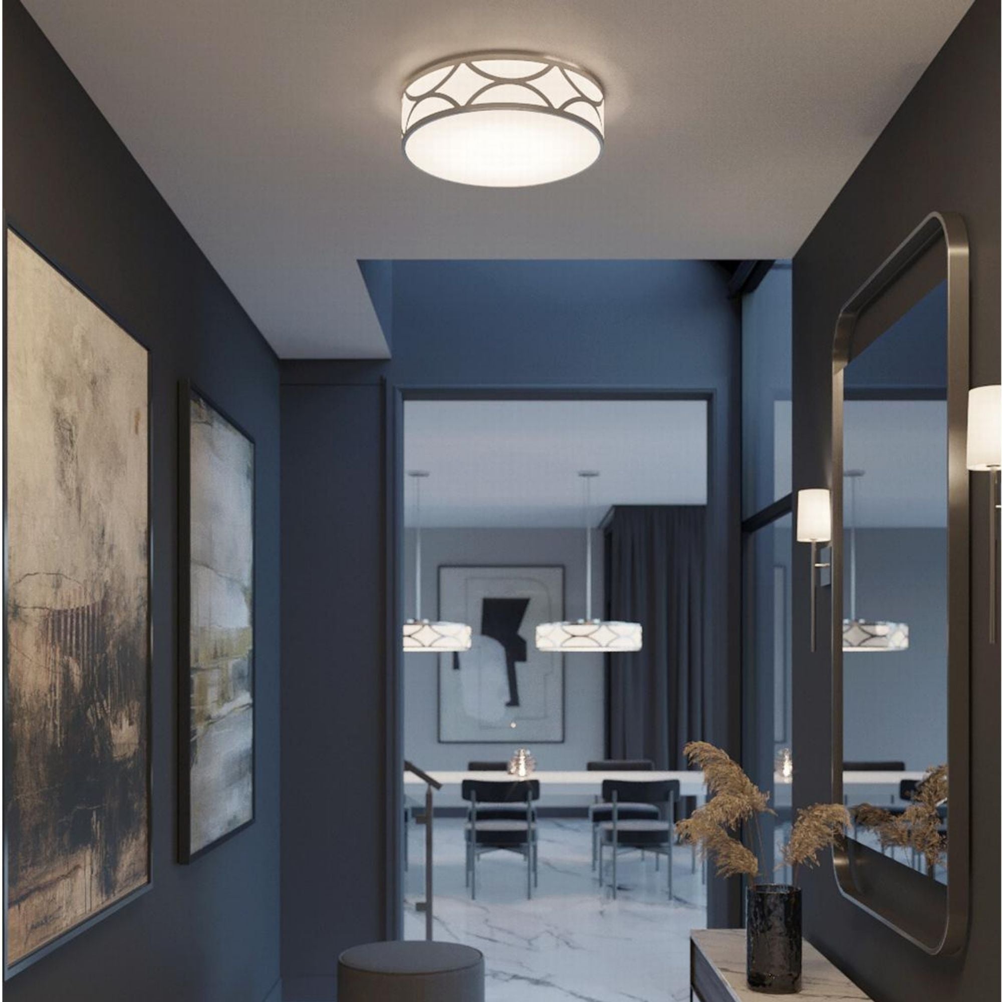 Lake 16" LED Flush Mount, Painted Nickel Finish