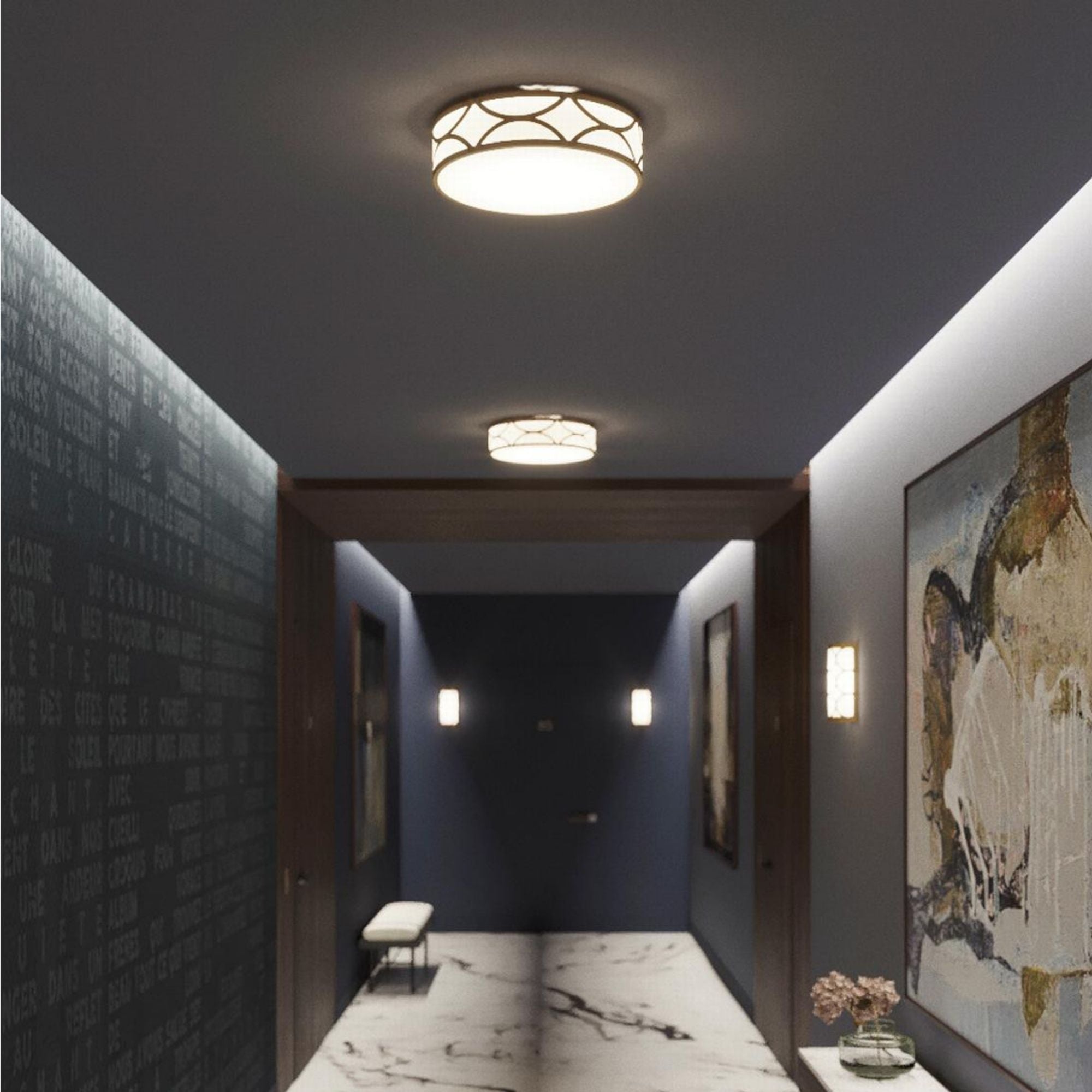 Lake 30" LED Flush Mount, Painted Nickel Finish