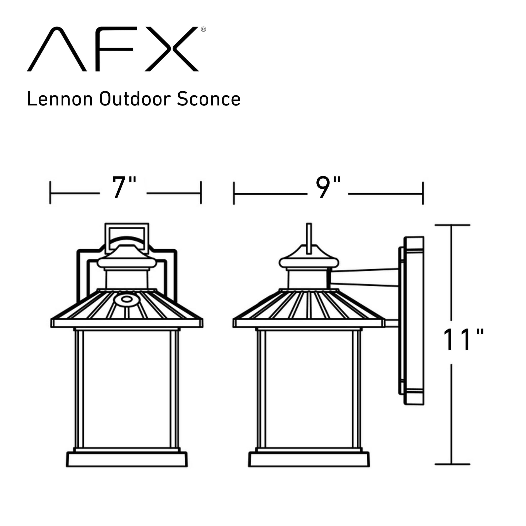 Lennon 11 in. Outdoor Wall Light Black Finish - Bees Lighting
