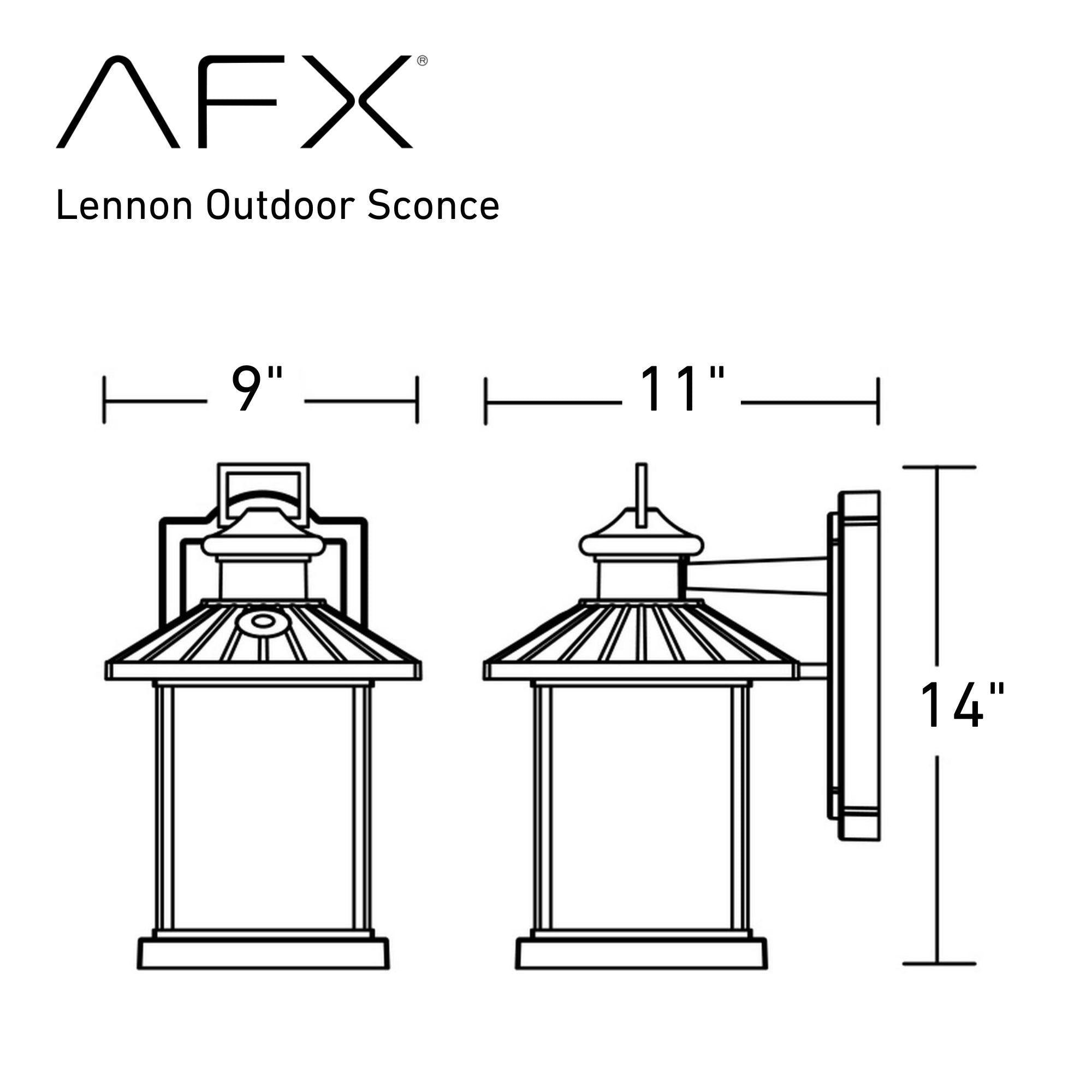 Lennon 14 in. Outdoor Wall Light Black Finish - Bees Lighting
