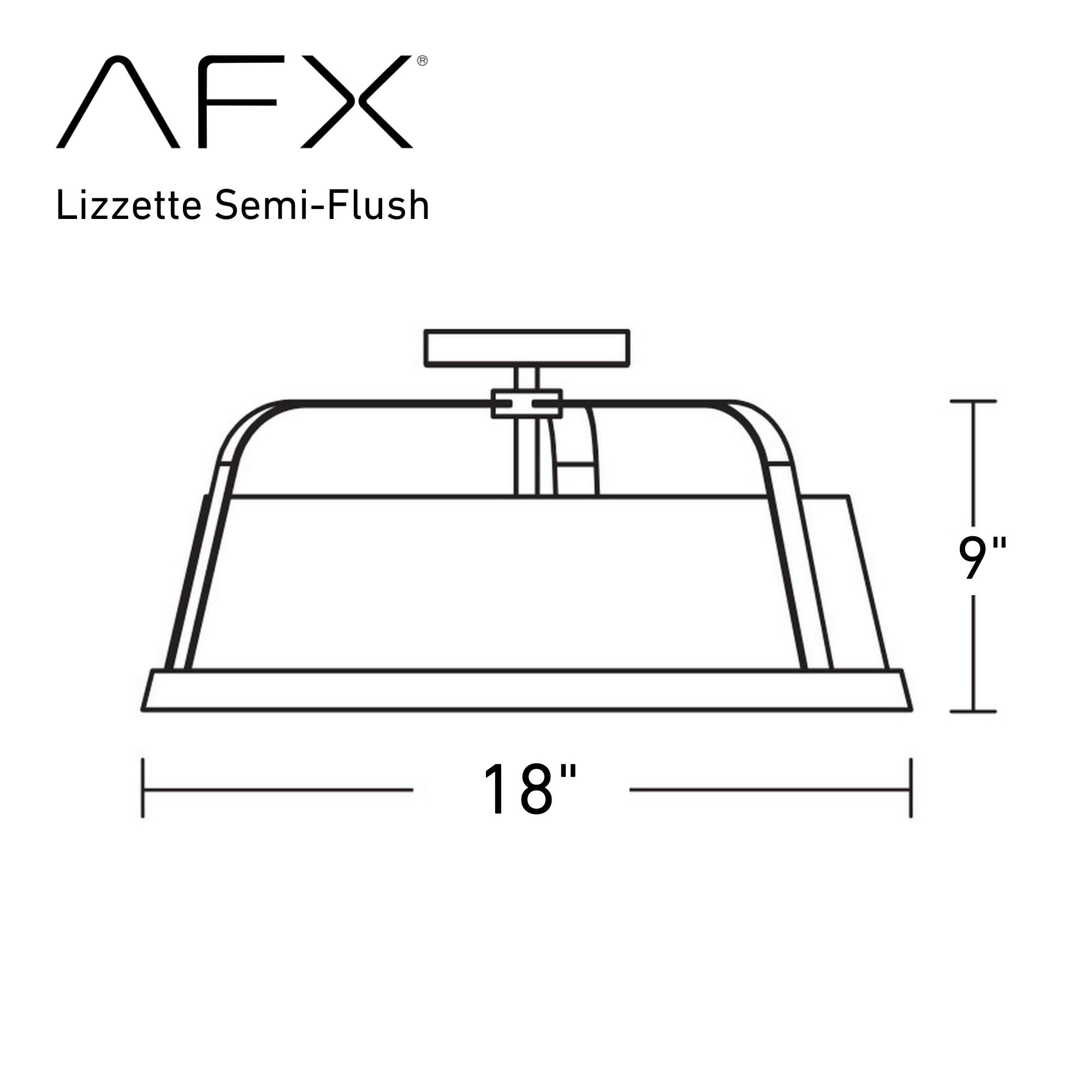 Lizzette 18" Semi-Flush Mount, Satin Nickel Finish