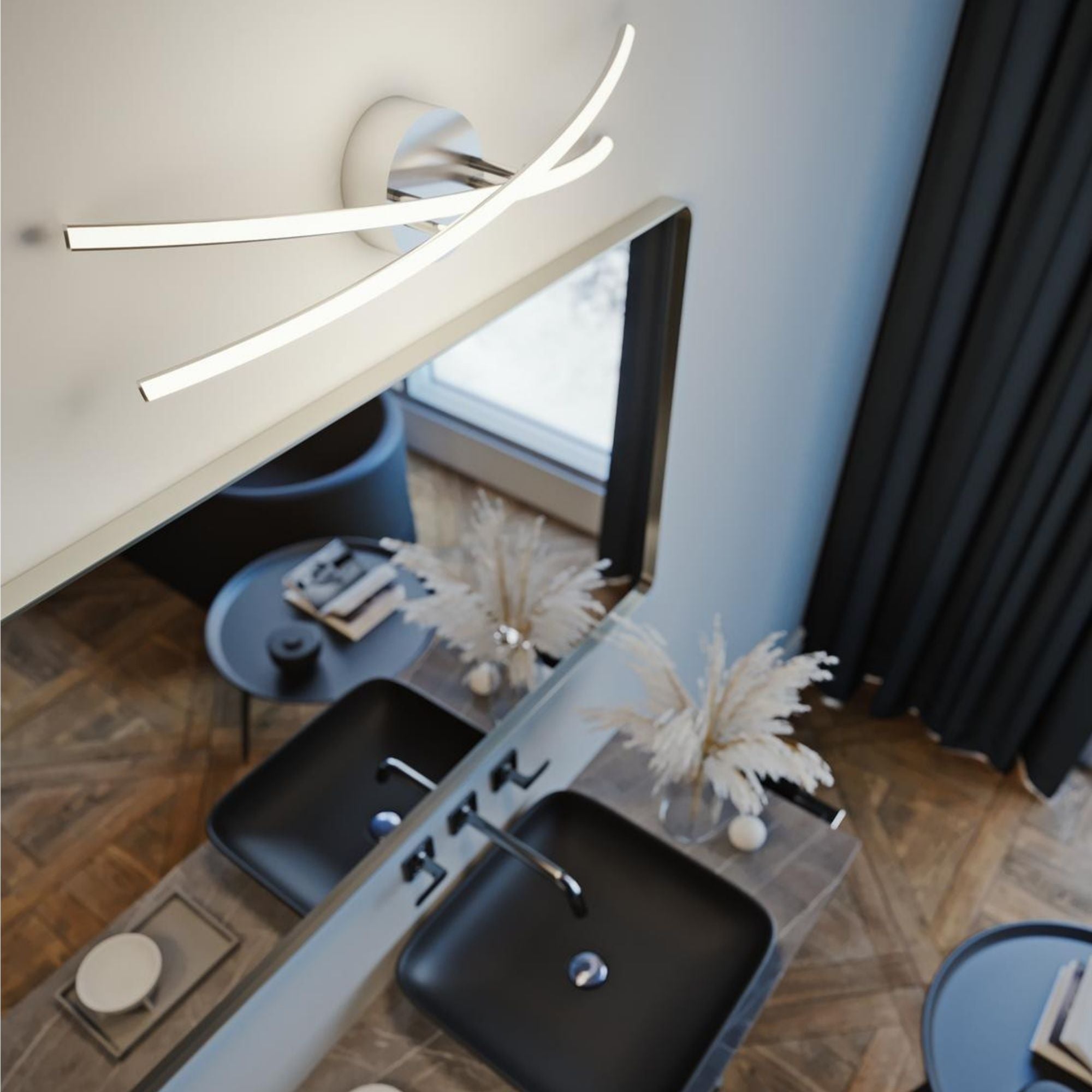 Lock 2 Lights 24 In. LED Vanity Light Satin Nickel Finish - Bees Lighting