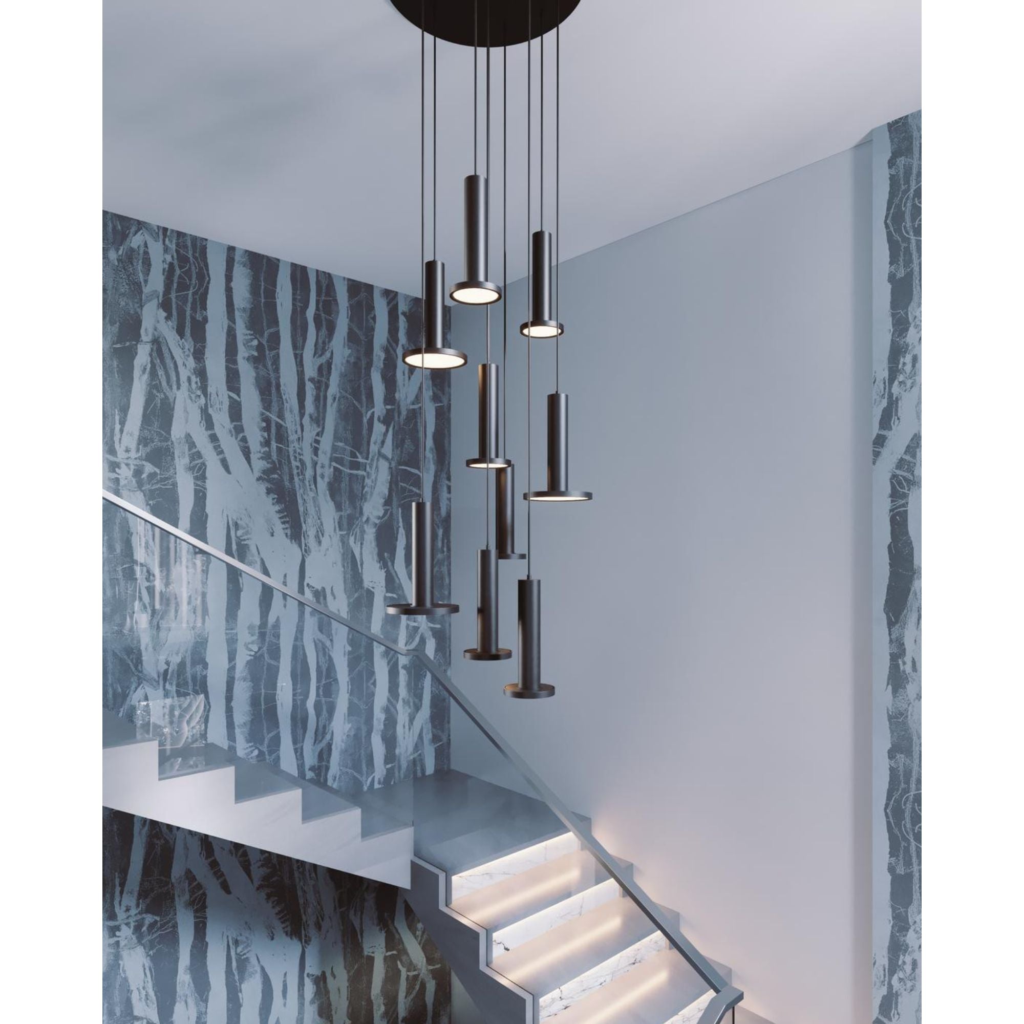Luna 18 in. 6 Lights LED Pendant Light Black Finish - Bees Lighting