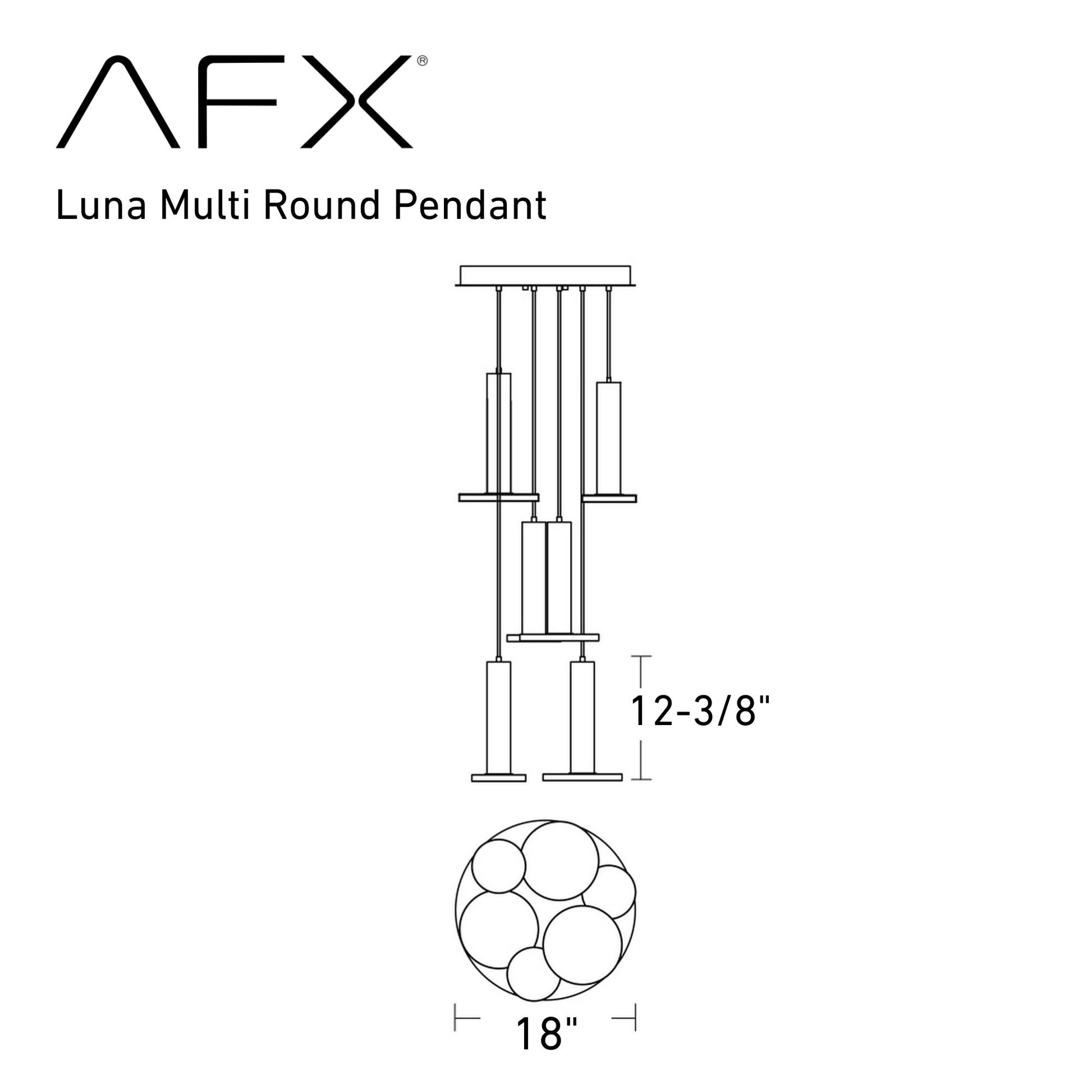 Luna 18" LED Multi-Port Pendant, Black Finish - Bees Lighting