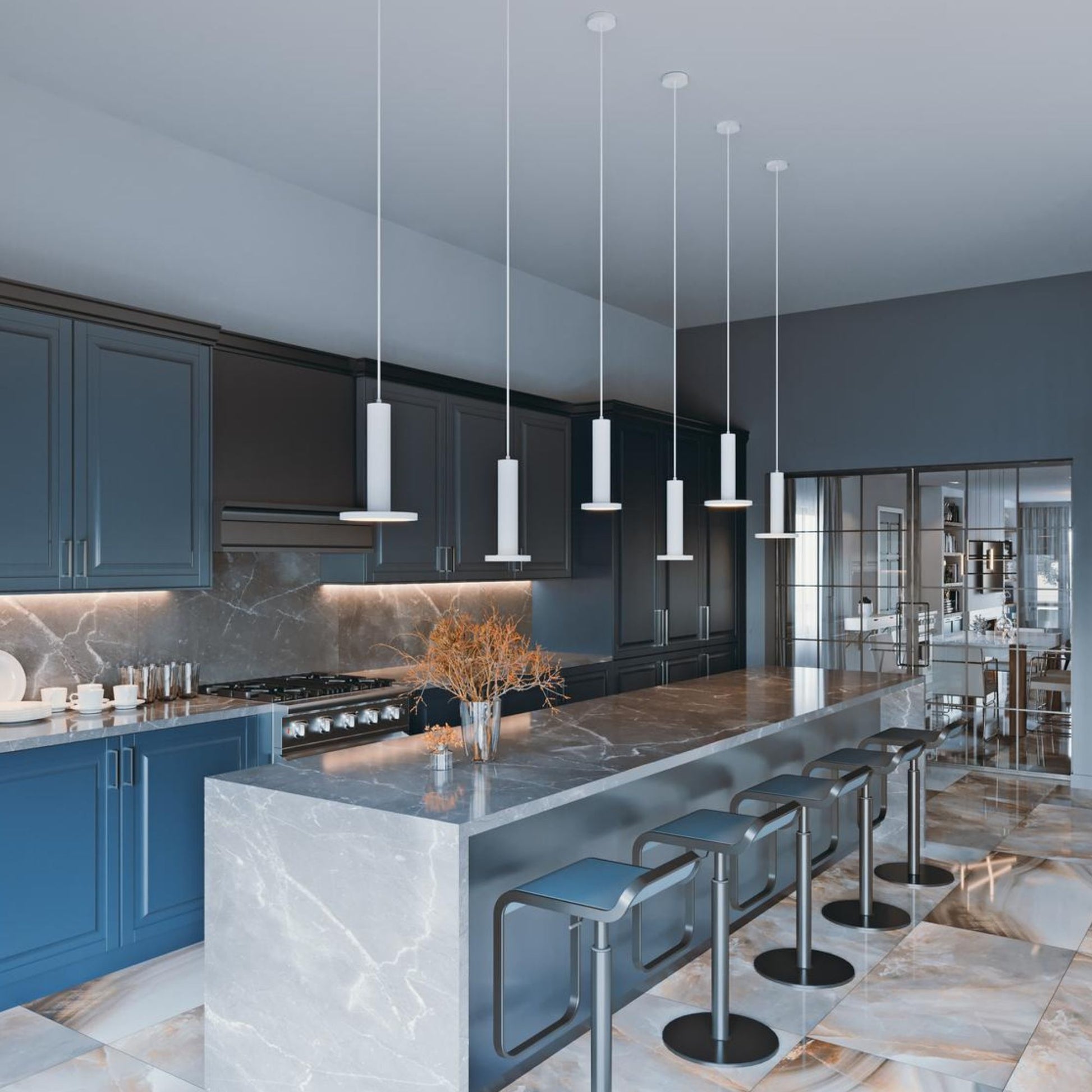 Luna 36" LED Linear Pendant, White Finish - Bees Lighting