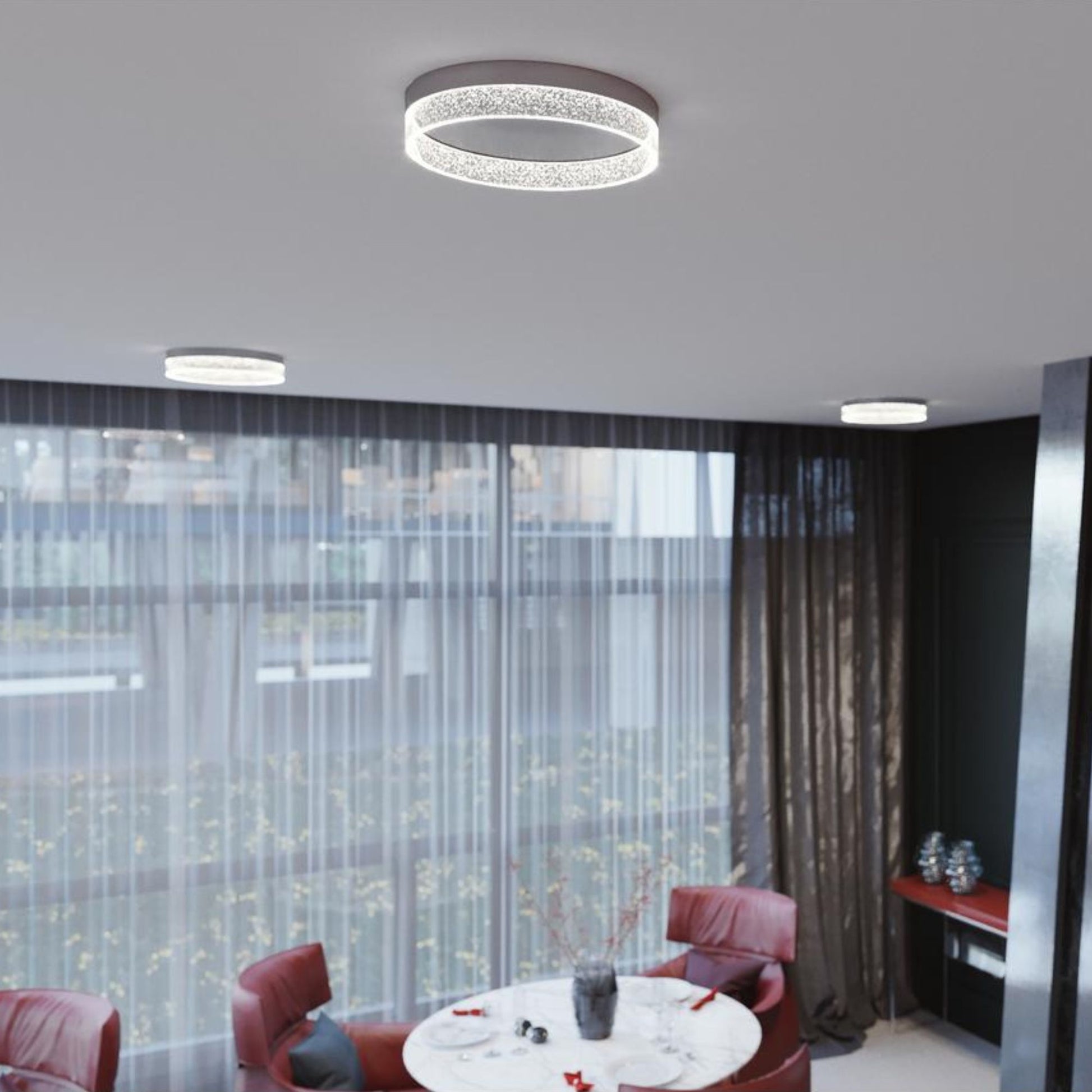 Maggie 12" LED Flush Mount, Satin Nickel Finish - Bees Lighting