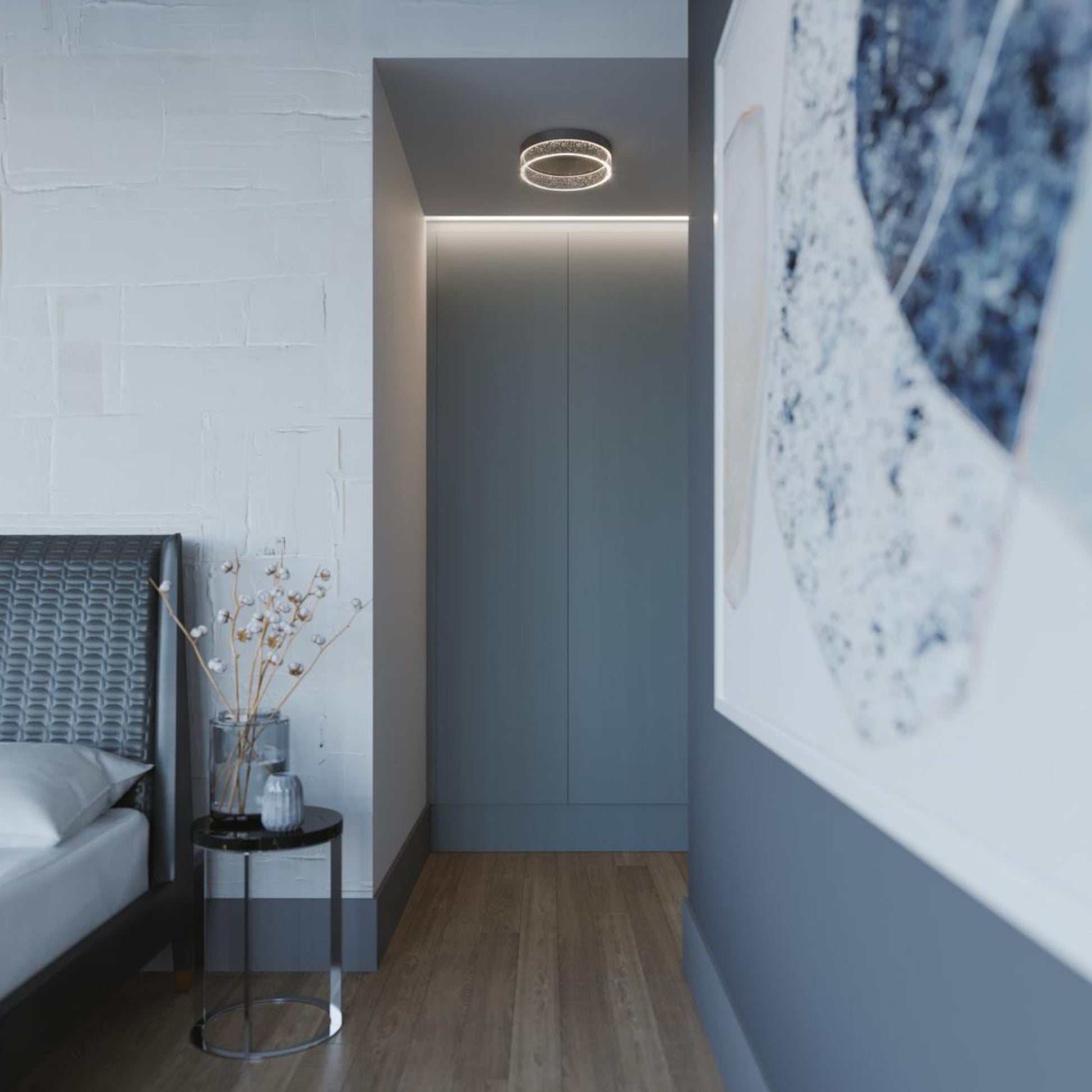 Maggie 12" LED Flush Mount, Satin Nickel Finish - Bees Lighting