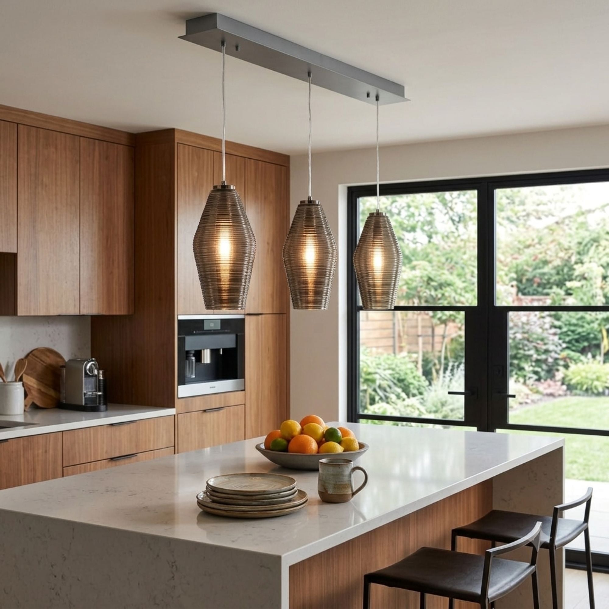 AFX Mila 36" 3-Light Linear Pendant, Satin Nickel Finish