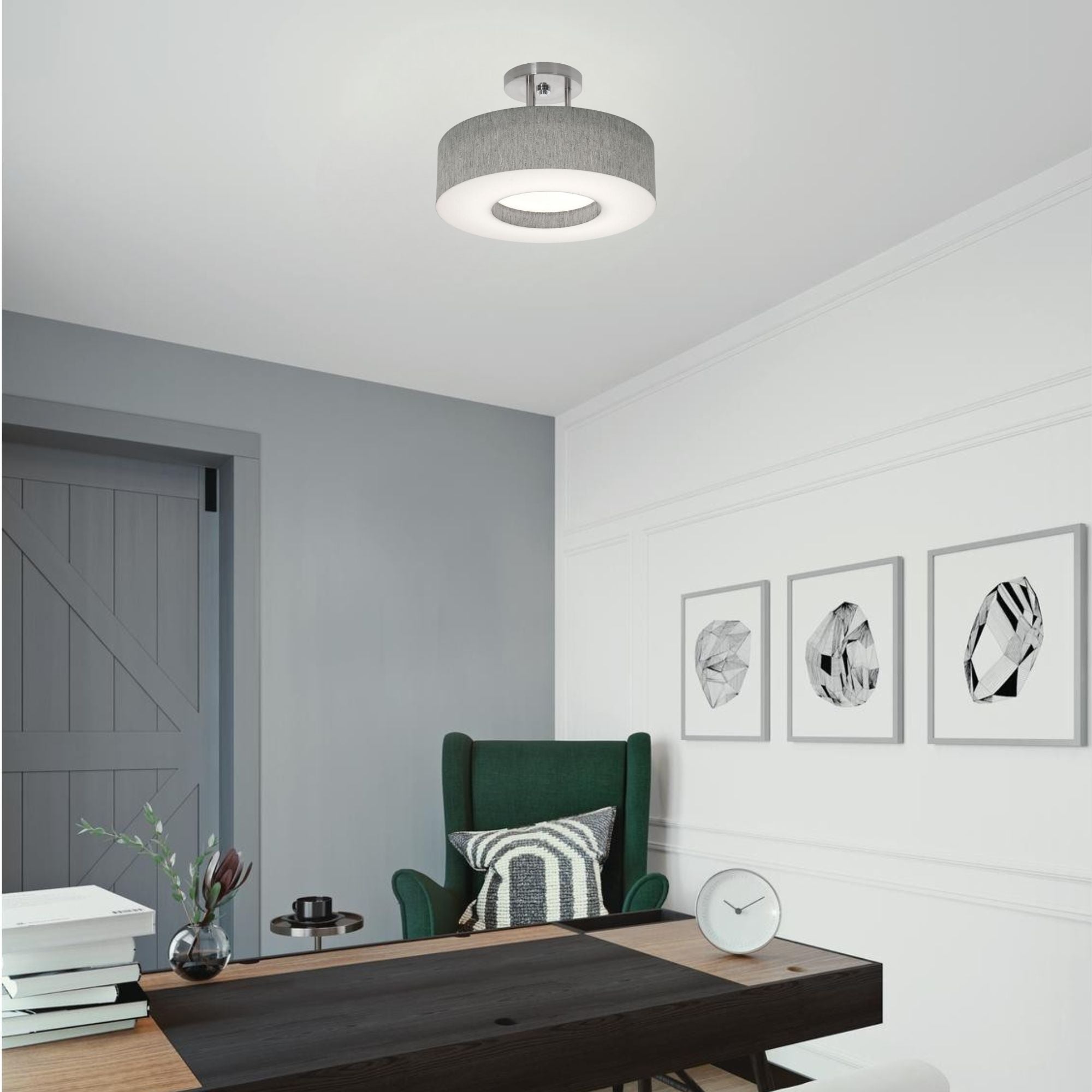 Montclair 24" LED Semi-Flush Mount, Satin Nickel Finish