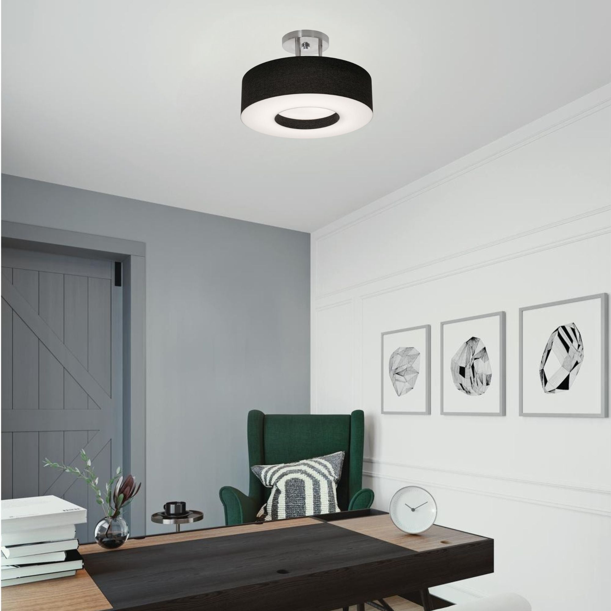 Montclair 30" LED Semi-Flush Mount, Black Finish