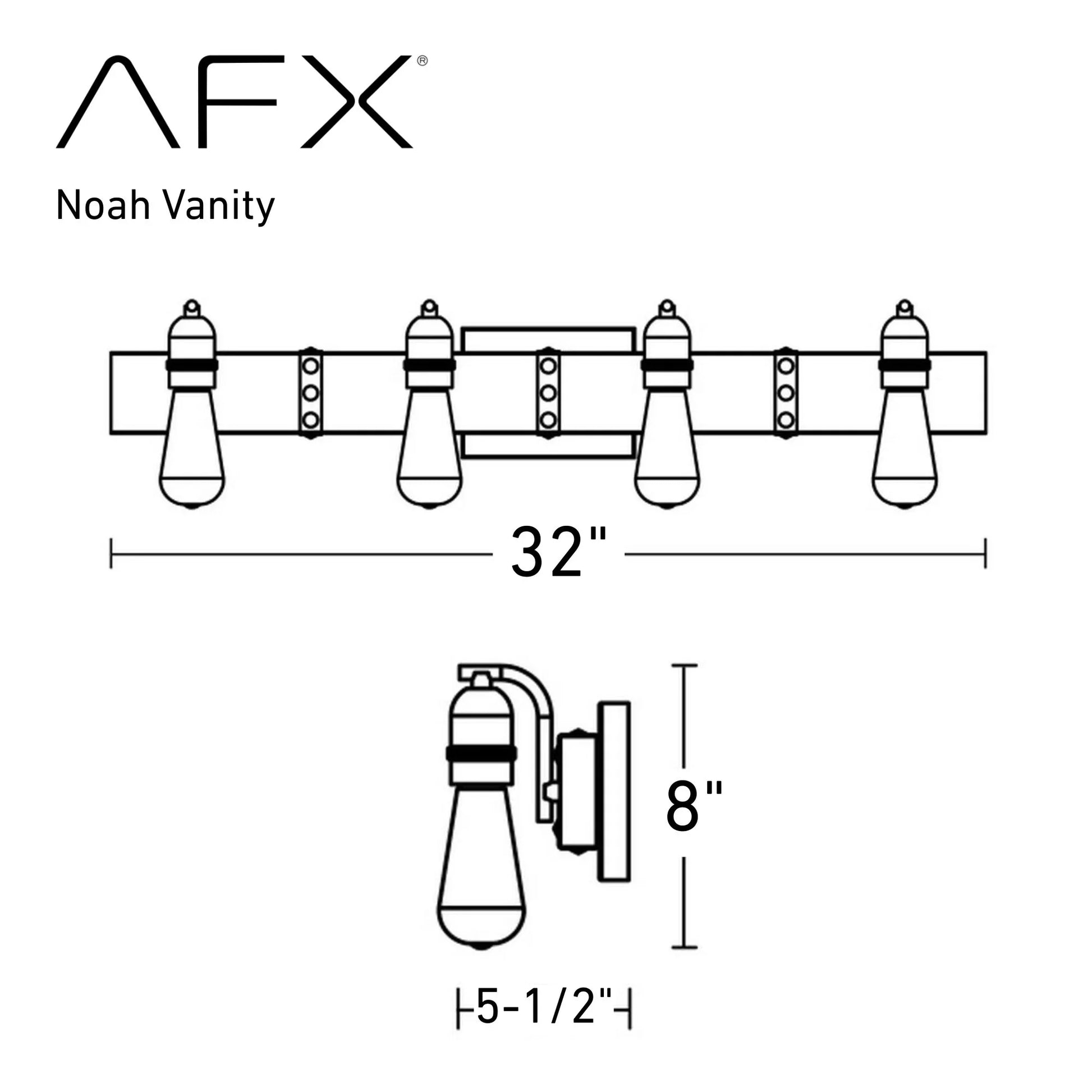 Noah 32" 4-Light Vanity, Distressed Grey and Black Finish - Bees Lighting