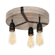 Noah 13" 3-Flush Mount, Distressed Grey and Black Finish - Bees Lighting