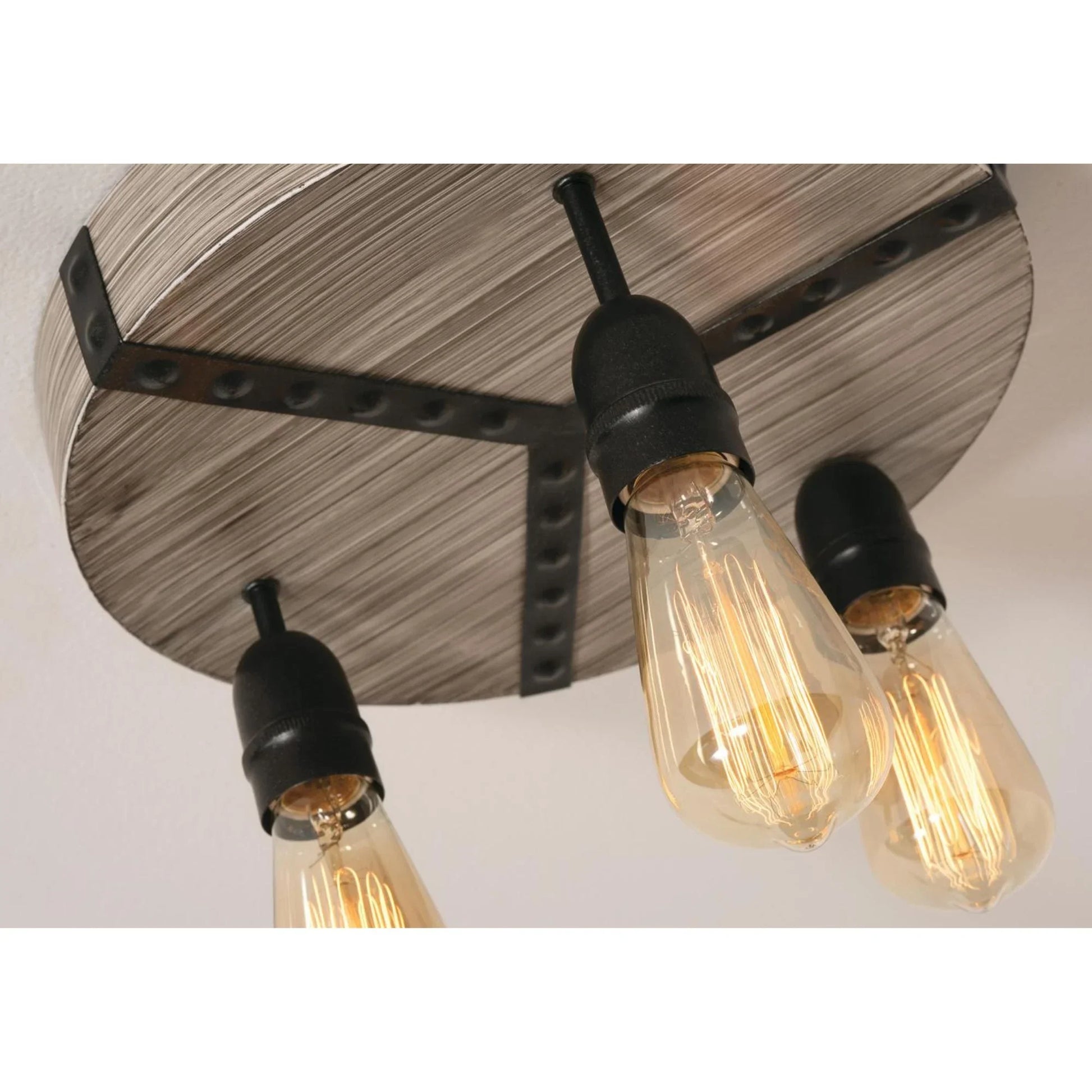 Noah 13" 3-Flush Mount, Distressed Grey and Black Finish - Bees Lighting