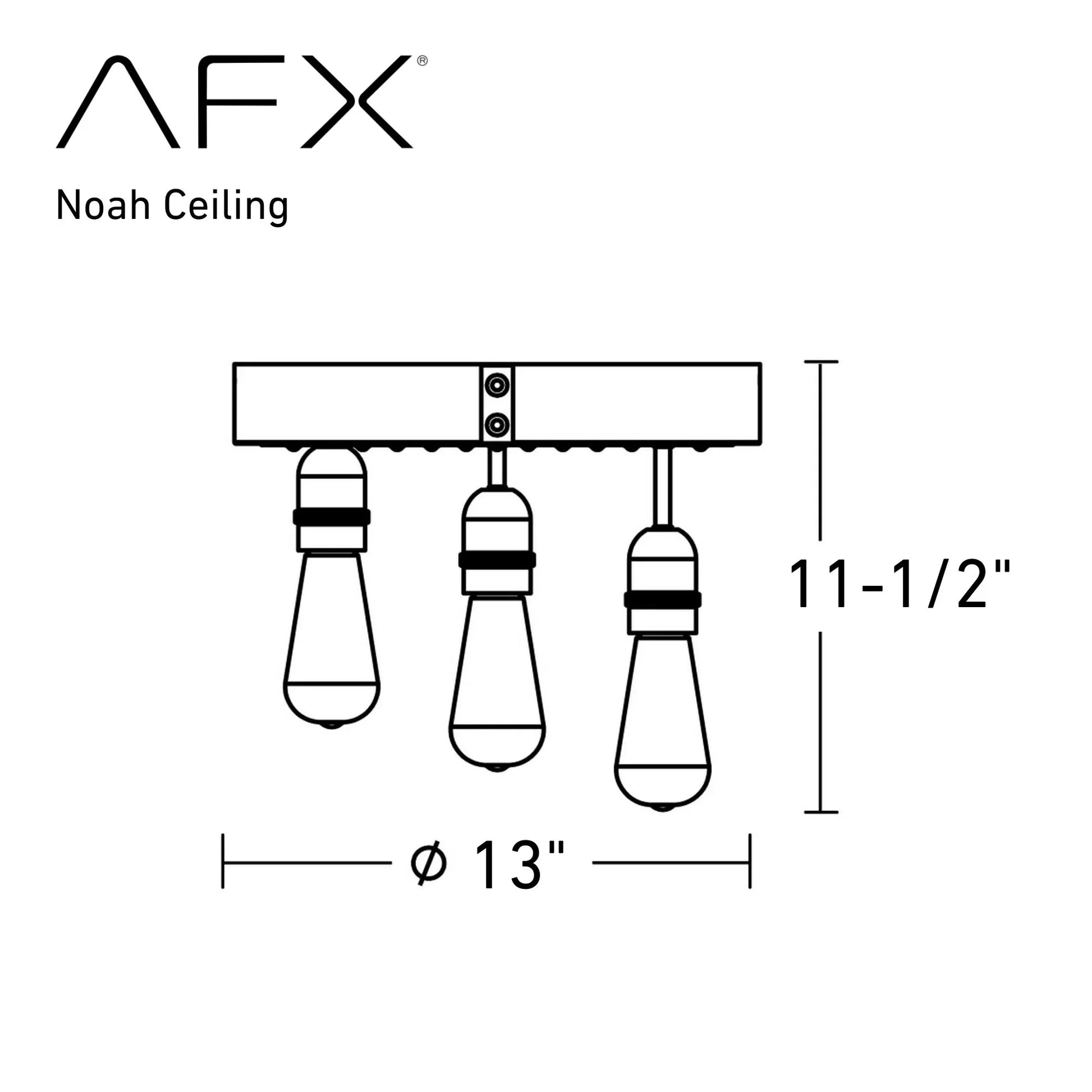 Noah 13" 3-Flush Mount, Distressed Grey and Black Finish - Bees Lighting