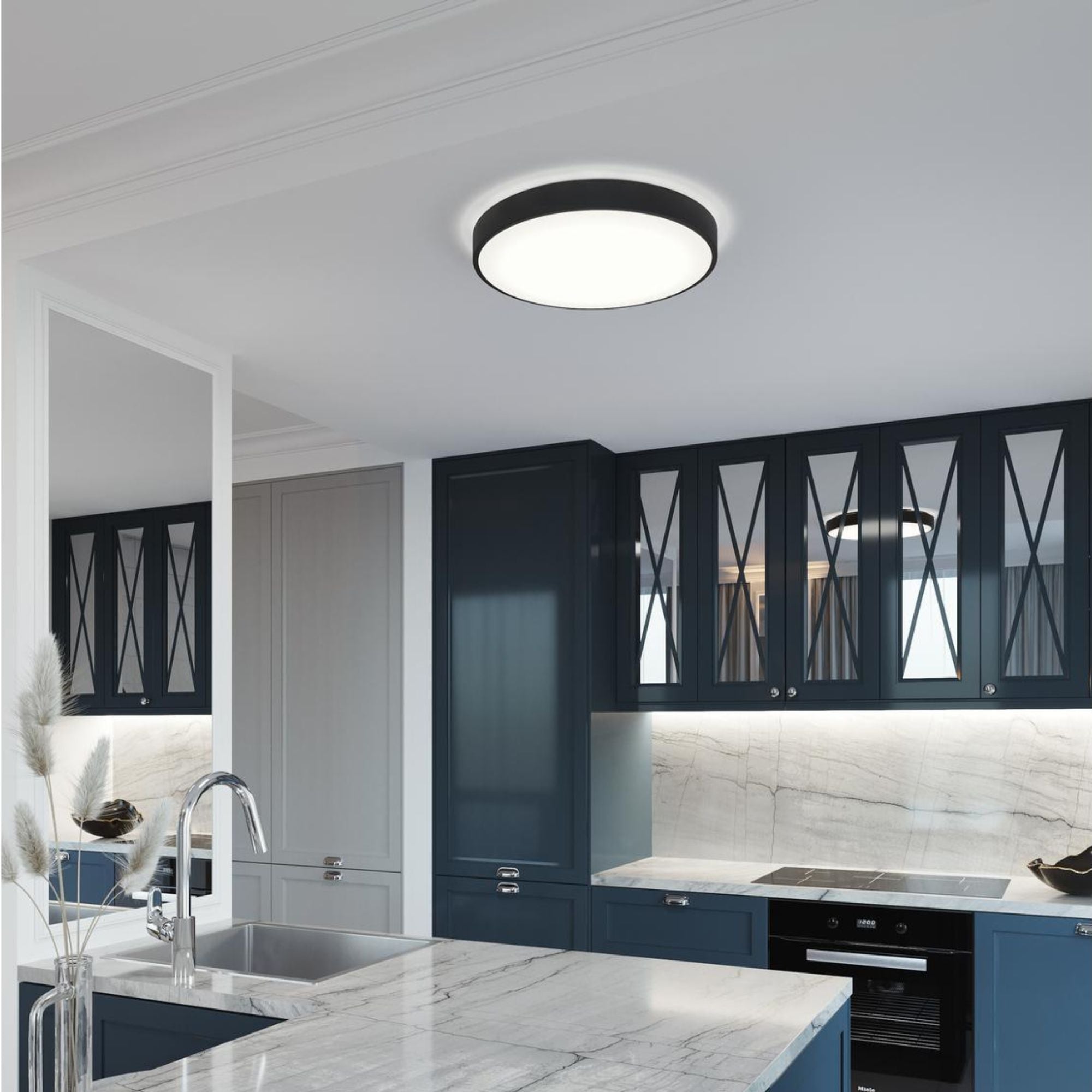 Octavia 12" LED Flush Mount, Black Finish