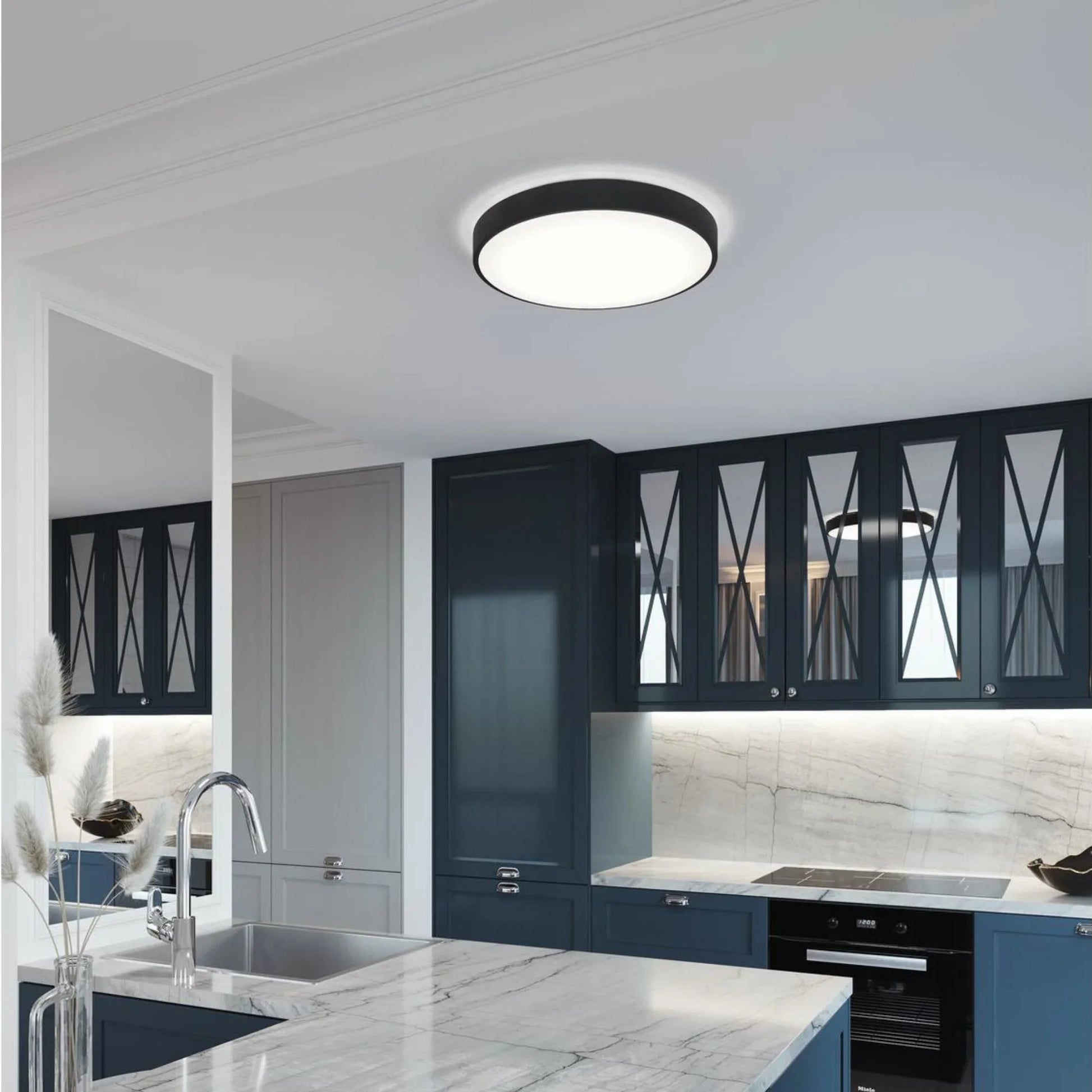 AFX Lighting - Octavia 14" LED Flush Mount, Black Finish, Battery Backup | Bees Lighting
