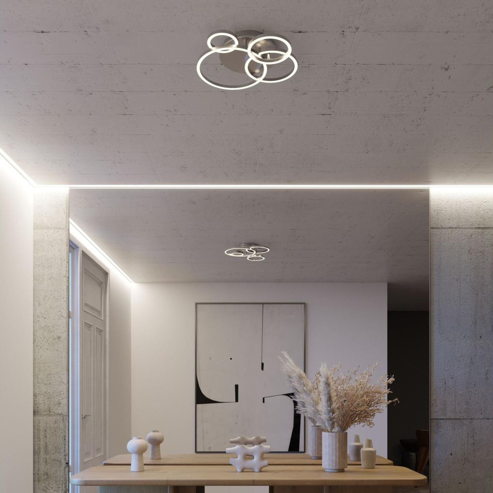 Orbit 18" LED Semi Flush Mount, Satin Nickel Finish