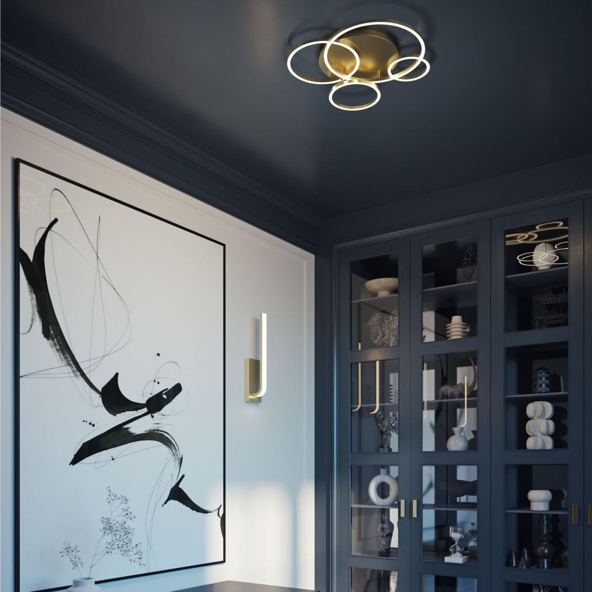 Orbit 24" LED Semi Flush Mount, Light Antique Brass Finish