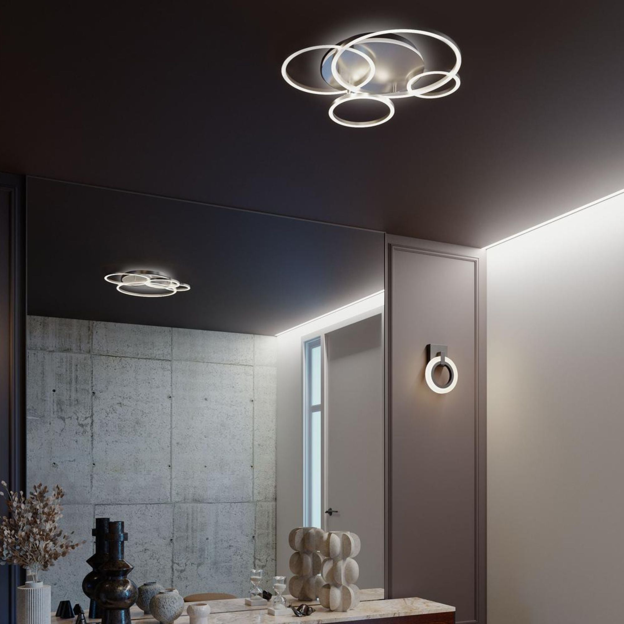 Orbit 24" LED Semi Flush Mount, Satin Nickel Finish