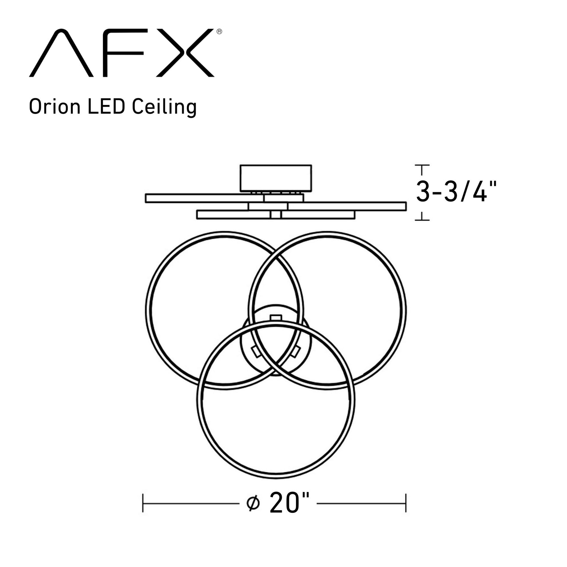 Orion 20" LED Flush Mount, Black Finish - Bees Lighting